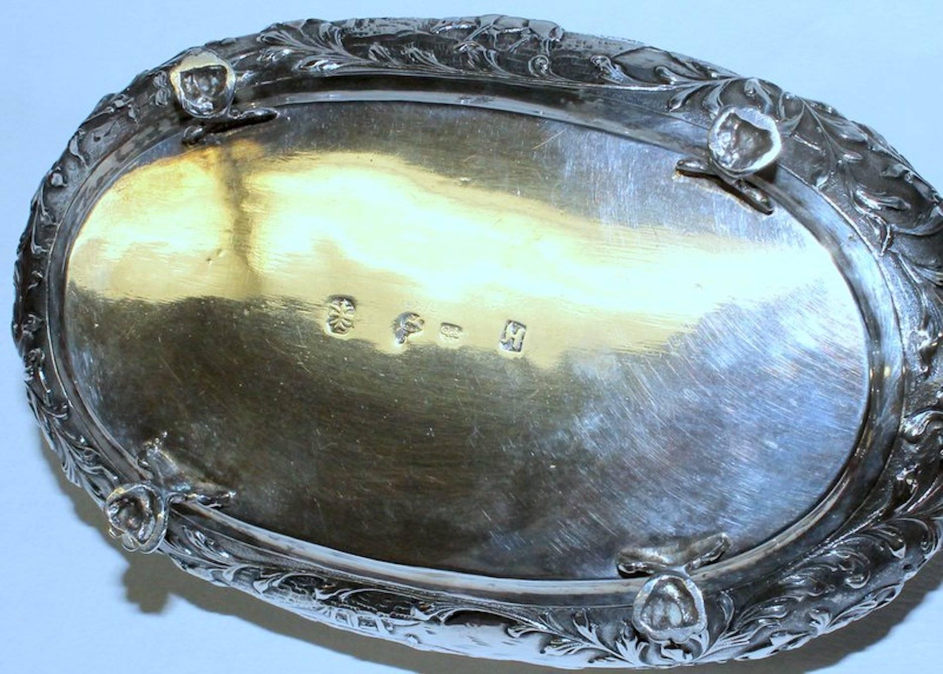 Large Antique Dutch .833 Fine Silver Hand Chased Cushion Shape Casket or Box 1