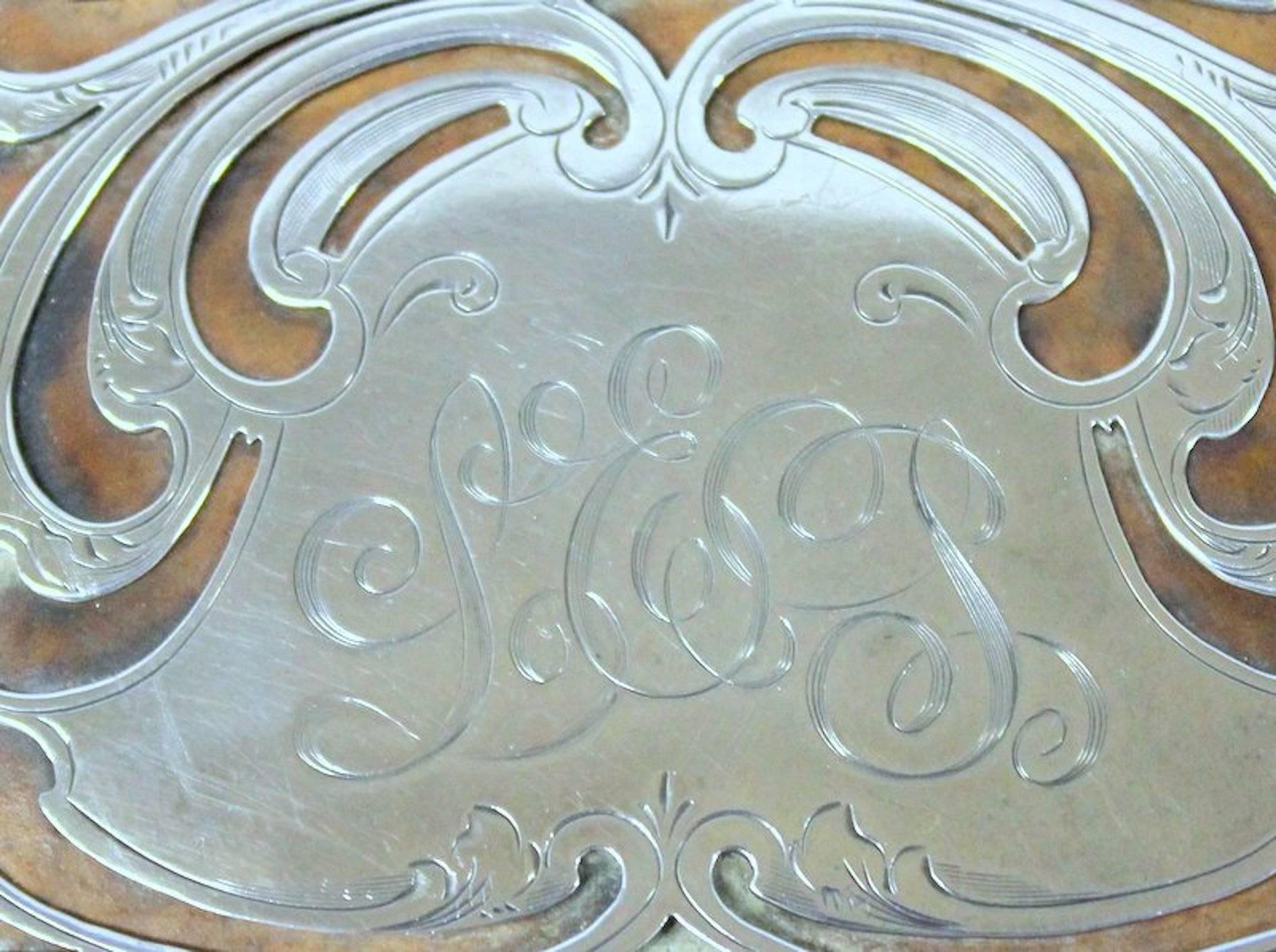 Sterling Silver Antique American Hand Pierced and Engraved Sterling Card Case or Coin Purse