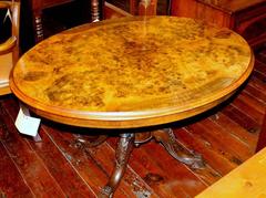 Antique English Book-Matched Burr Walnut Tilt-Top Loo, Breakfast or Hall Table