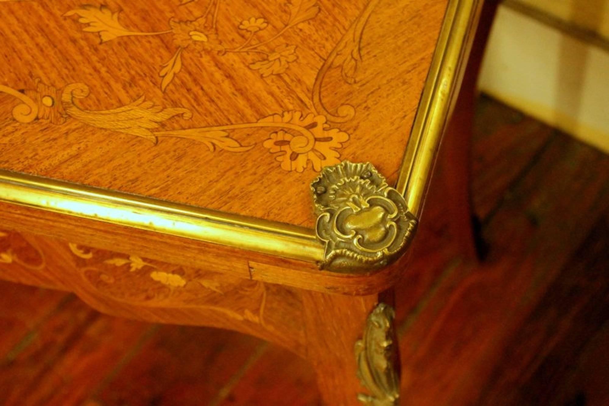 Antique French Louis XV Style Inlaid Kingwood Games Table-Superb Ormolu Mounts In Excellent Condition In Charleston, SC