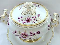 Antique English Flight, Barr and Barr Worcester Porcelain Soup Tureen and Stand