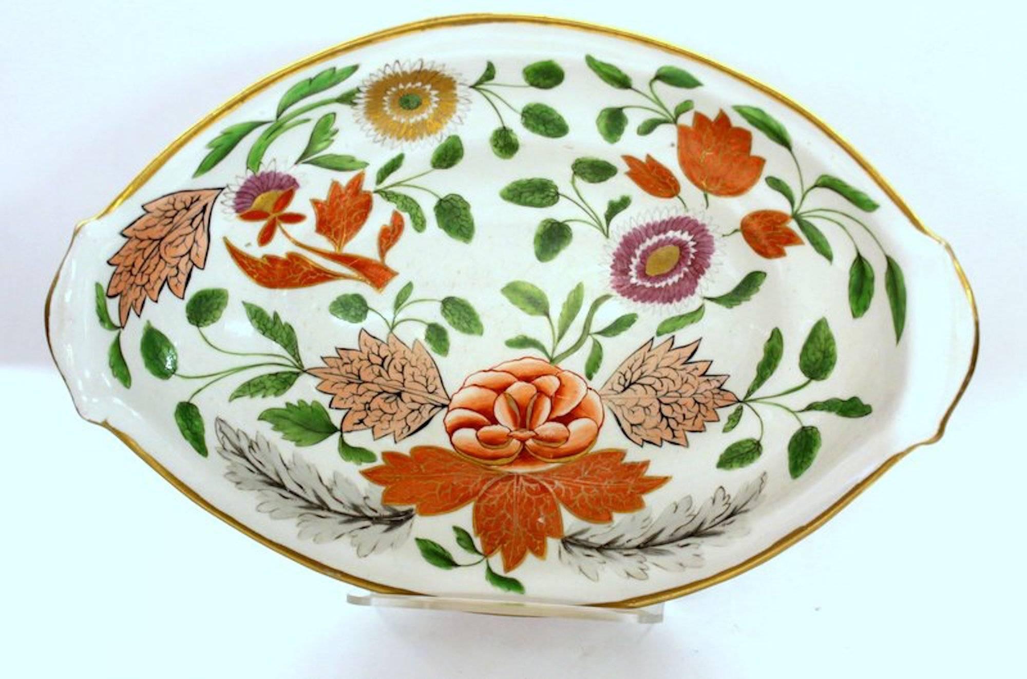 Antique English Coalport Porcelain Highly Decorative Floral Pedestal Compote In Excellent Condition In CHARLESTON, SC