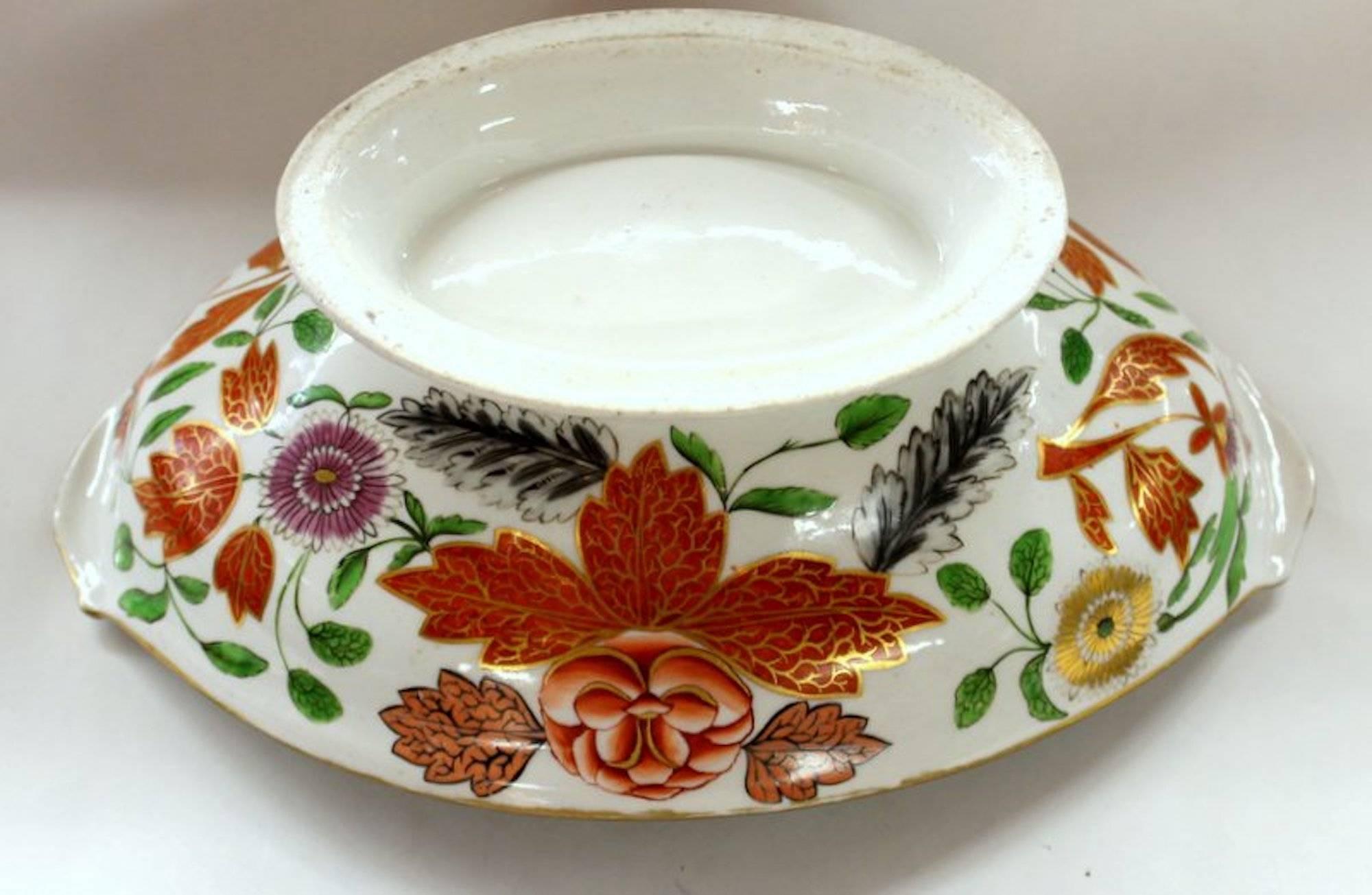 Antique English Coalport Porcelain Highly Decorative Floral Pedestal Compote 1