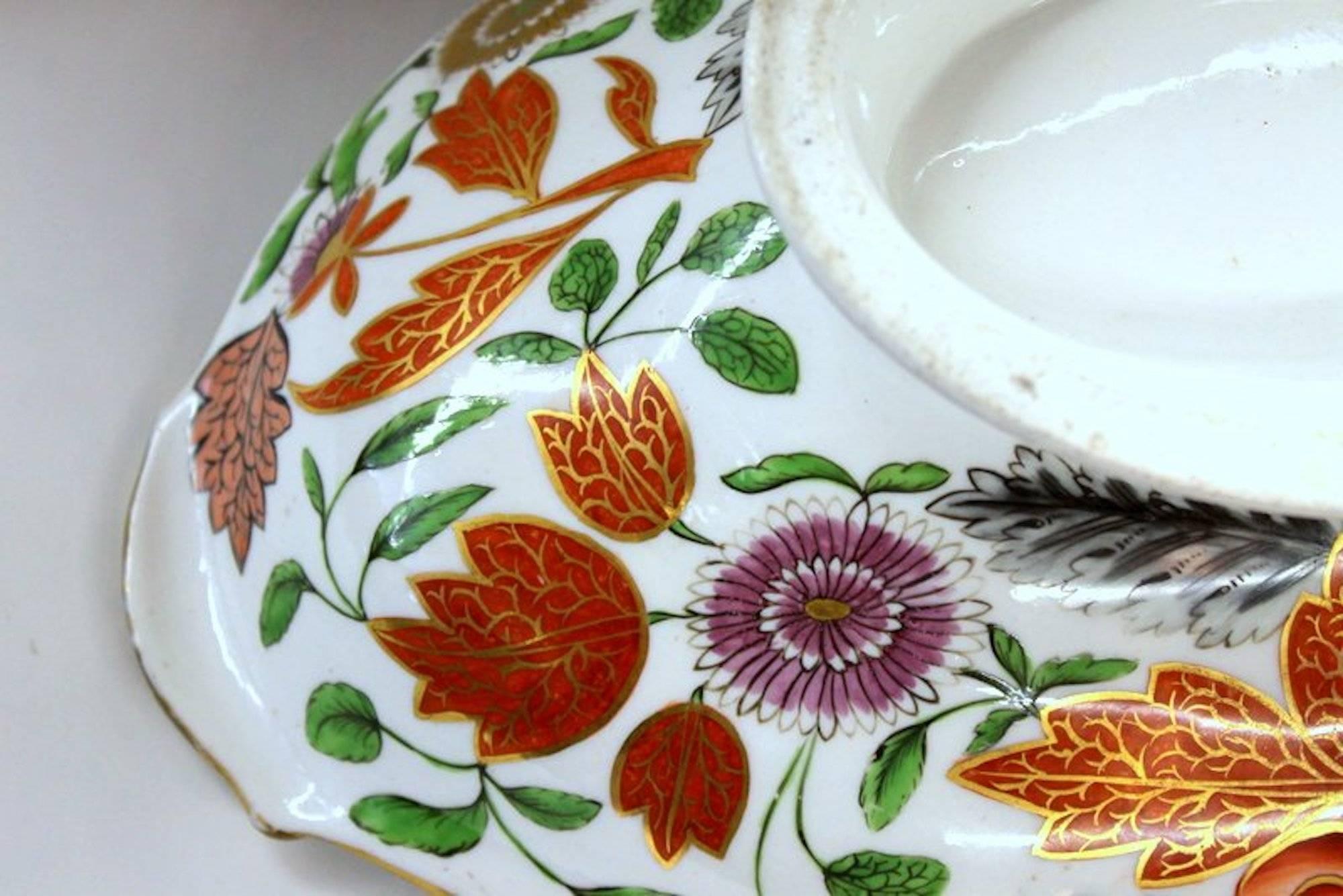 Antique English Coalport Porcelain Highly Decorative Floral Pedestal Compote 2
