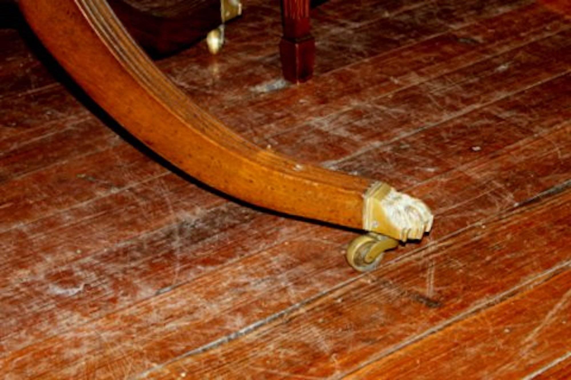 Old English Sheraton Style Inlaid Figured Solid Mahogany Circular Dining Table 3