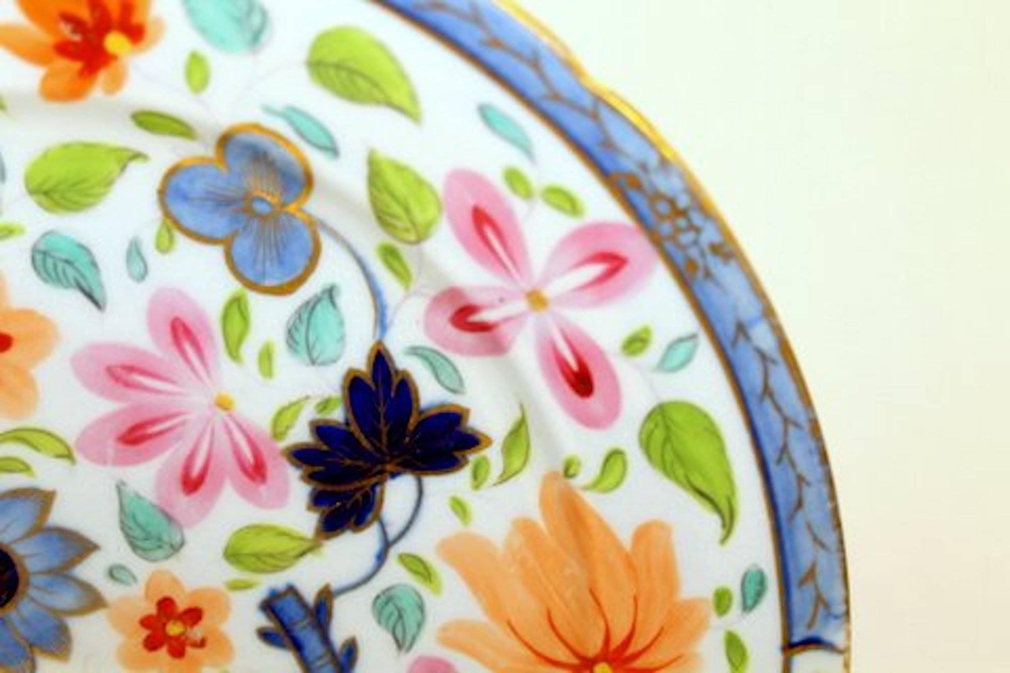 19th Century Pair of Antique English Coalport Hand-Painted Porcelain Luncheon/Dessert Plates