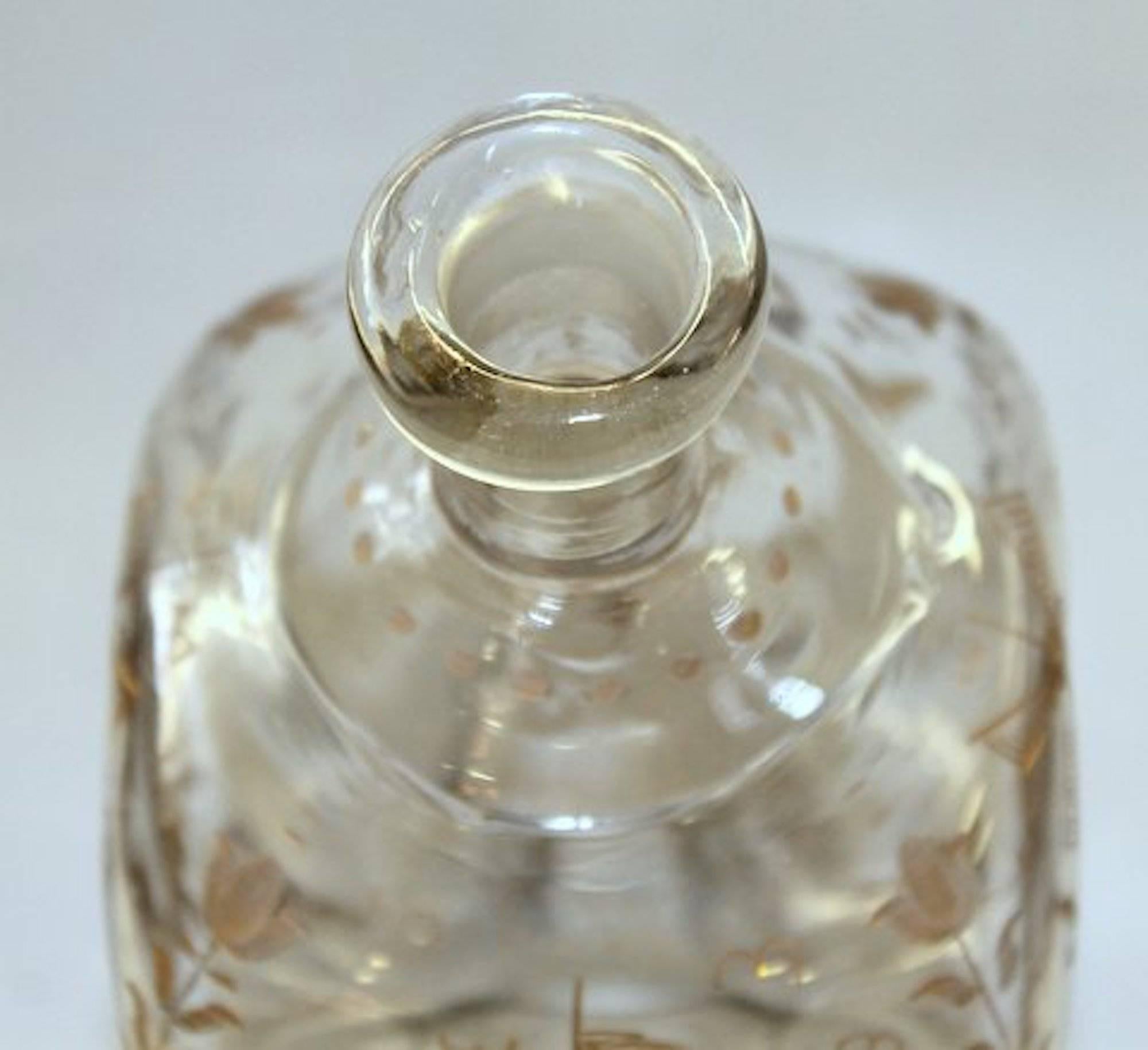 Blown Glass Dutch 18th Century Engraved and Gilt Glass Kuttrolf or Kluk-Kluk Decanter