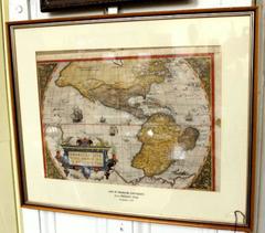 Map of the Americas by Abraham Ortelius, 16th Century Framed Original Engraving