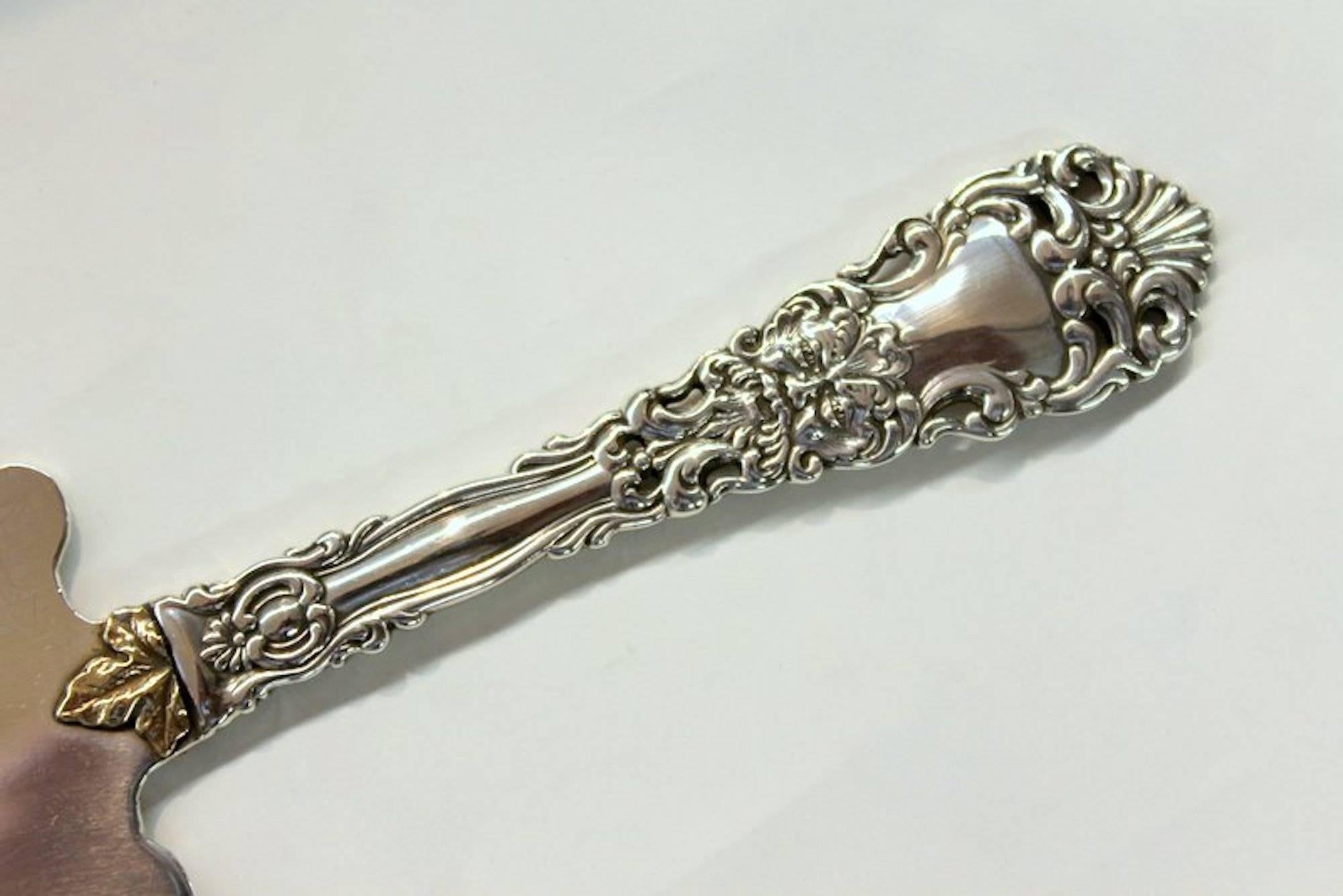 Rare Old American Heavy Cast Sterling Silver Cake Knife, 