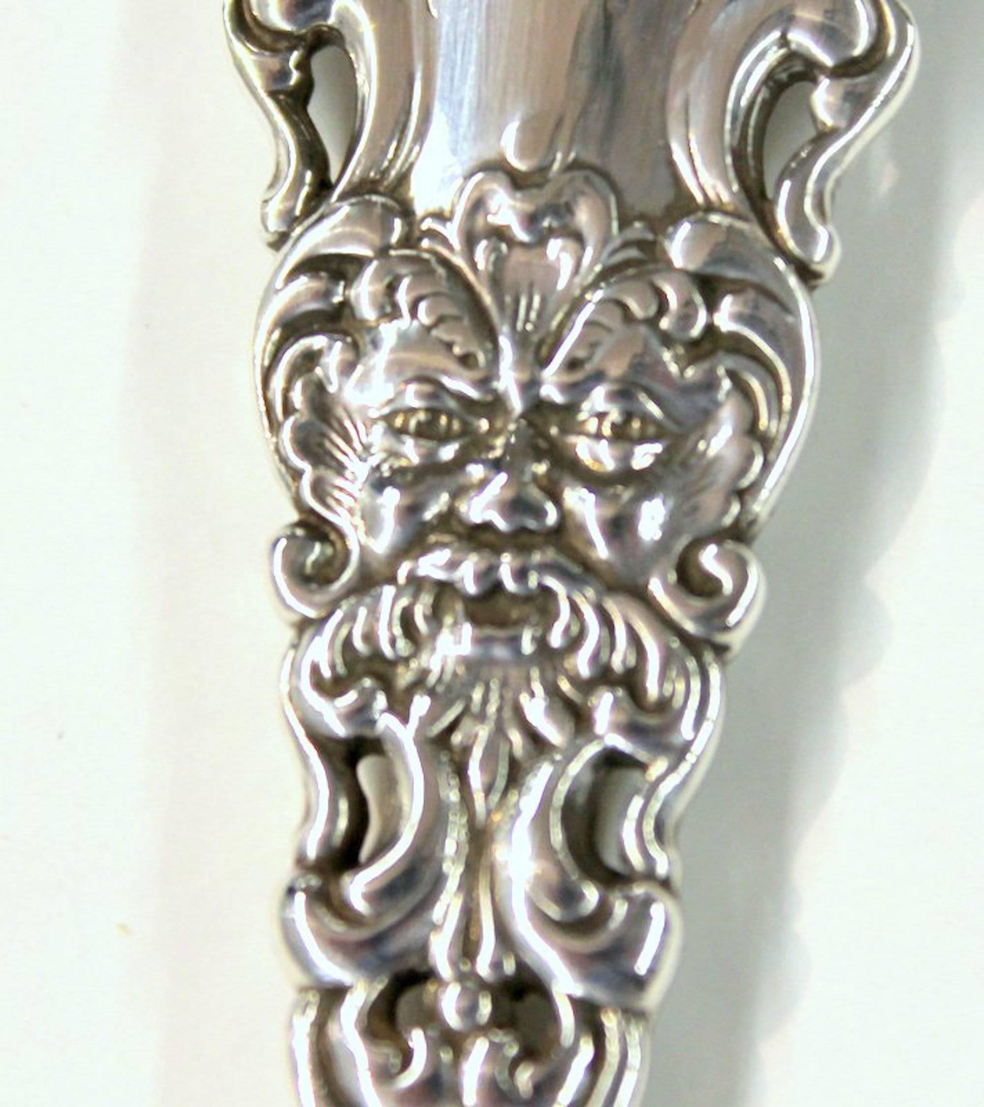 Rare Old American Heavy Cast Sterling Silver Cake Knife, 