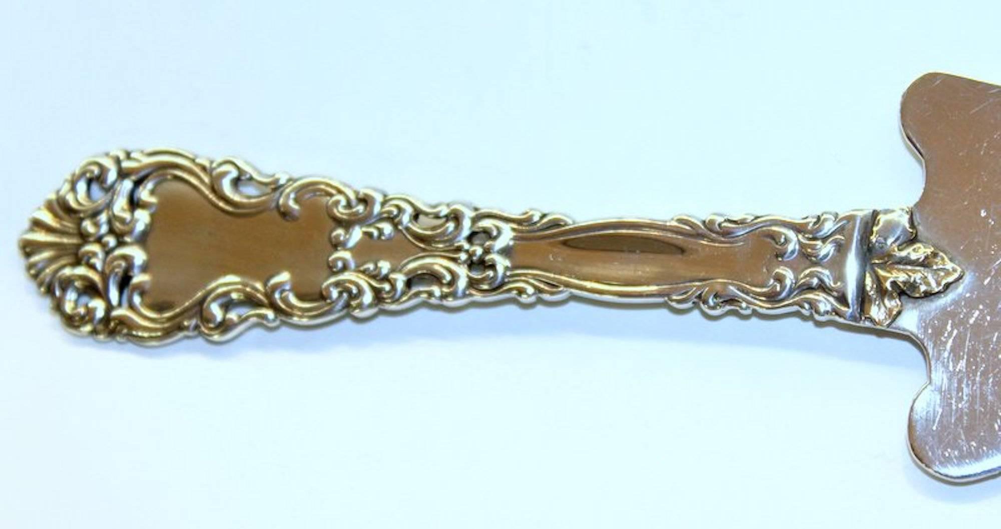 Rare Old American Heavy Cast Sterling Silver Cake Knife, 