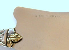 Rare Old American Heavy Cast Sterling Silver Cake Knife, "Green Man" Motif