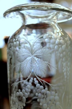 Early 20th Century Signed "Libbey" Hand Engraved Intaglio Cut-Glass Vase