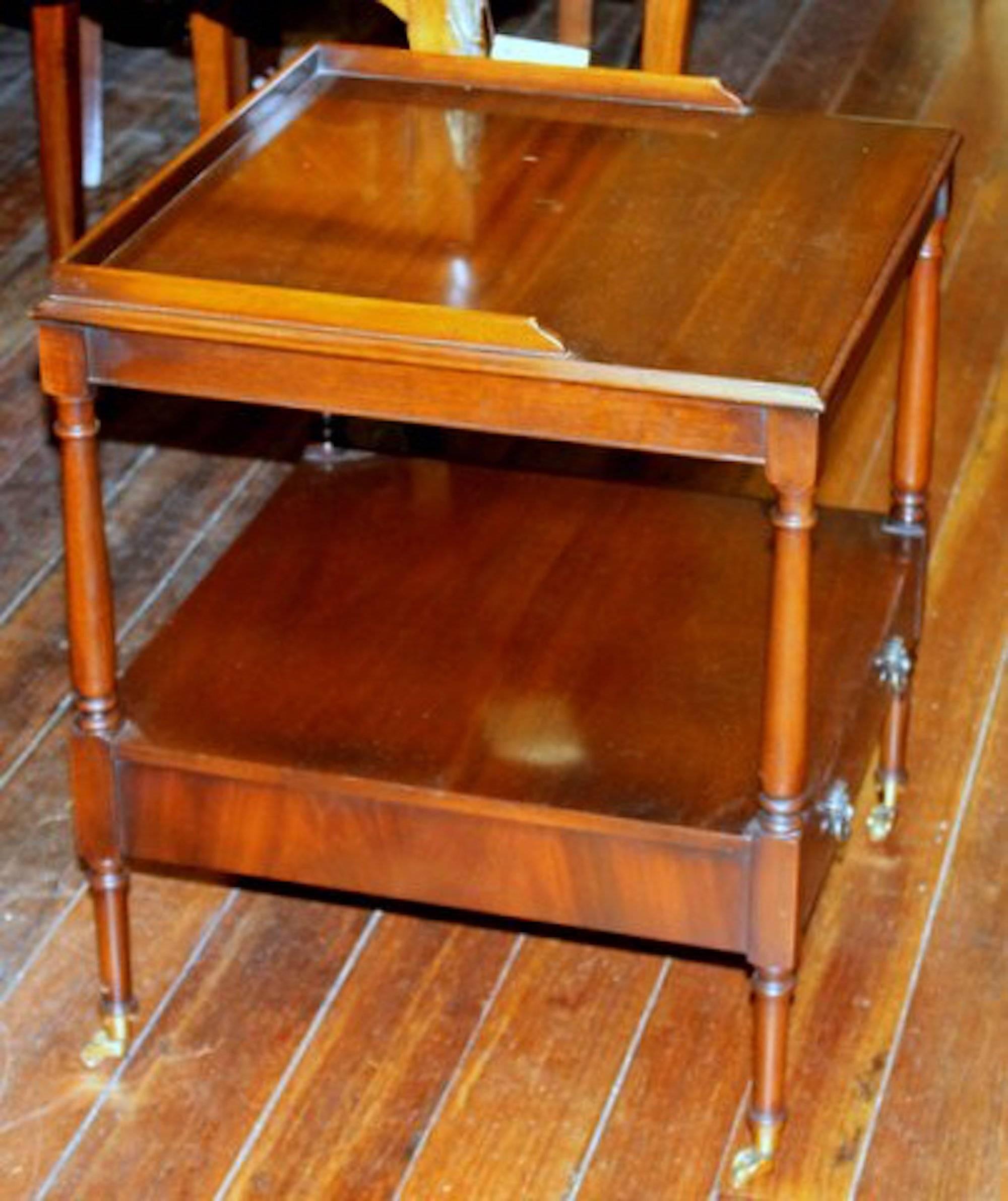 Pair of Old English Solid Mahogany Sheraton Style Chair-Side Tables by Rackstraw 1