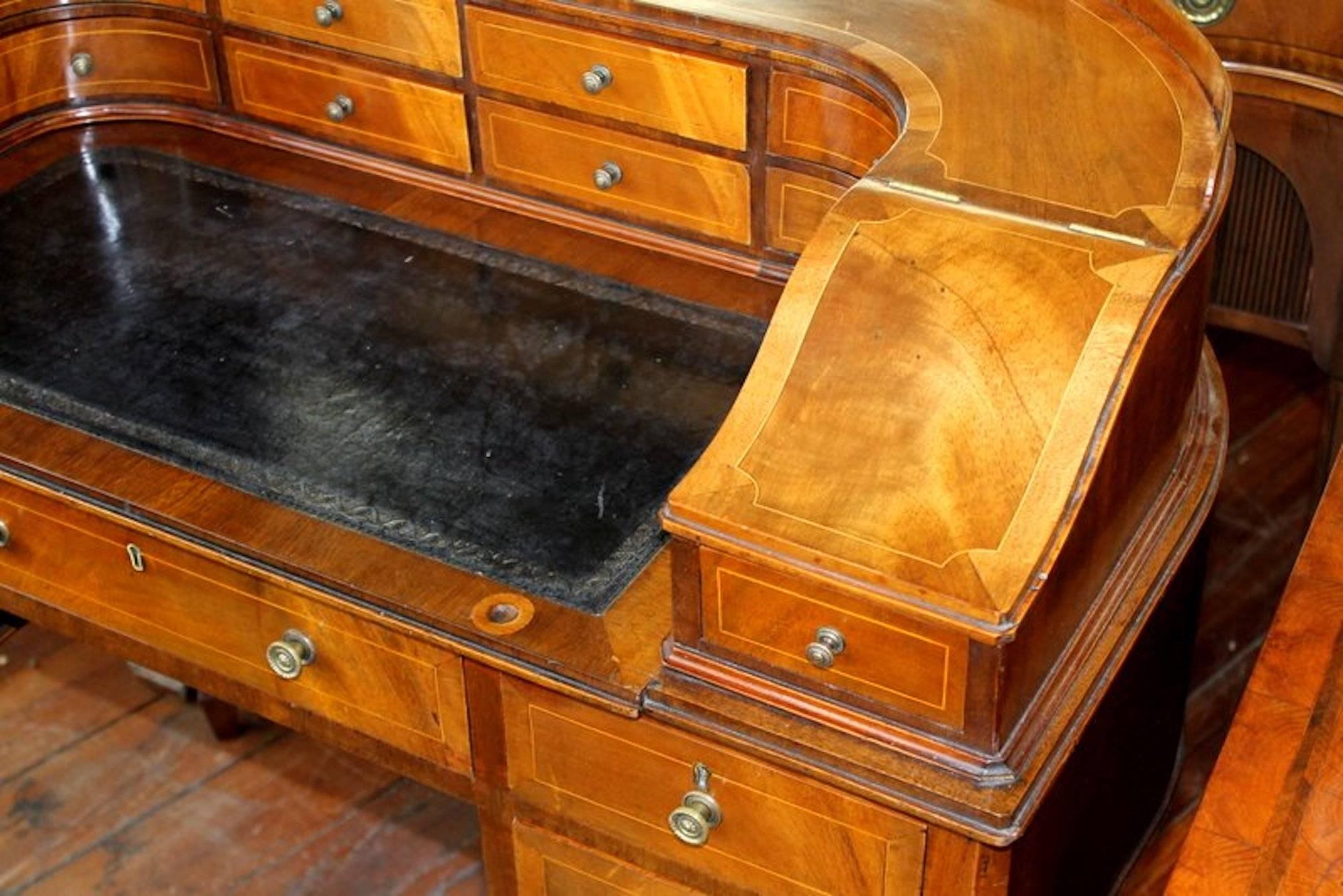 George III Rare Old English Inlaid Crotch Mahogany 