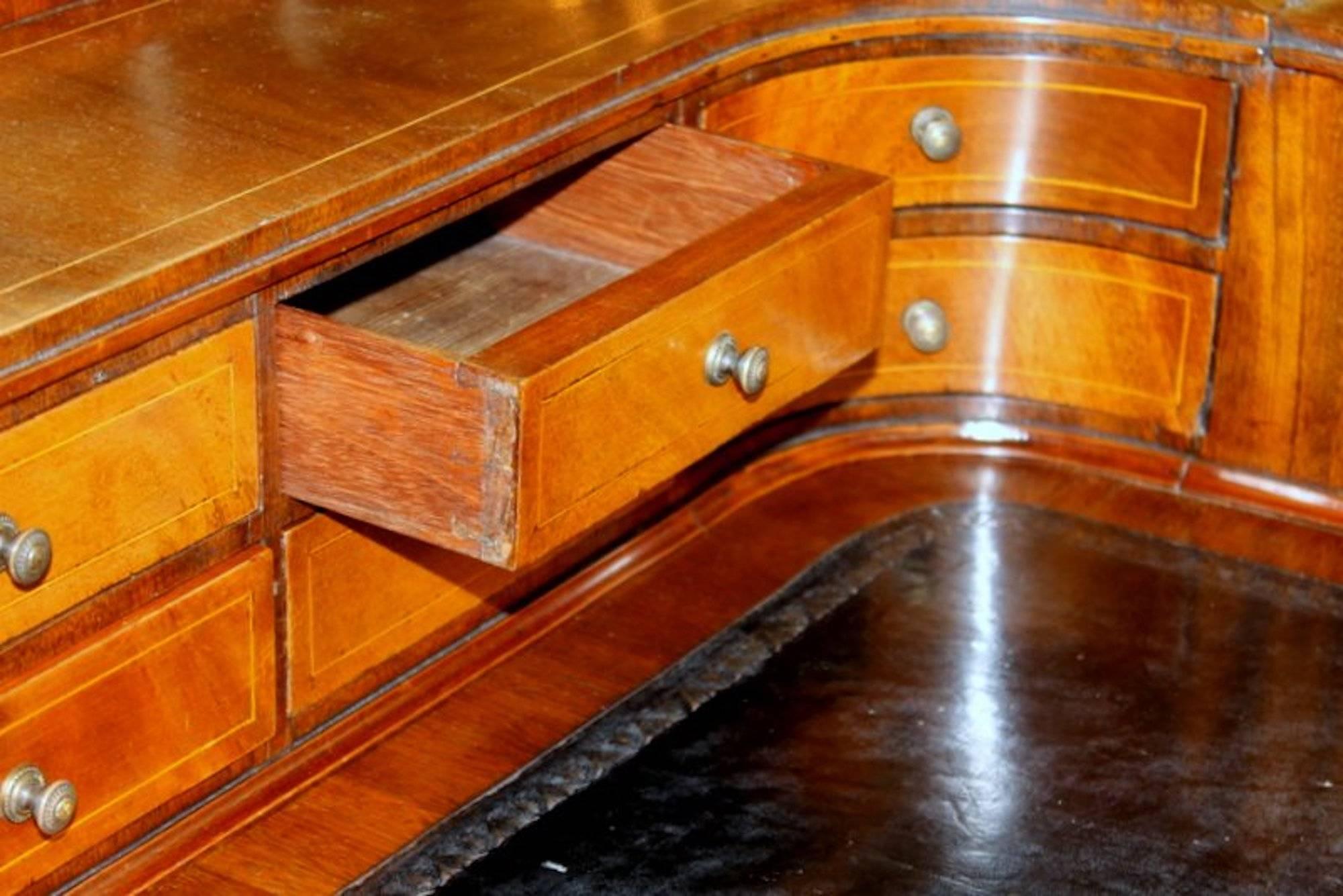 Rare Old English Inlaid Crotch Mahogany 