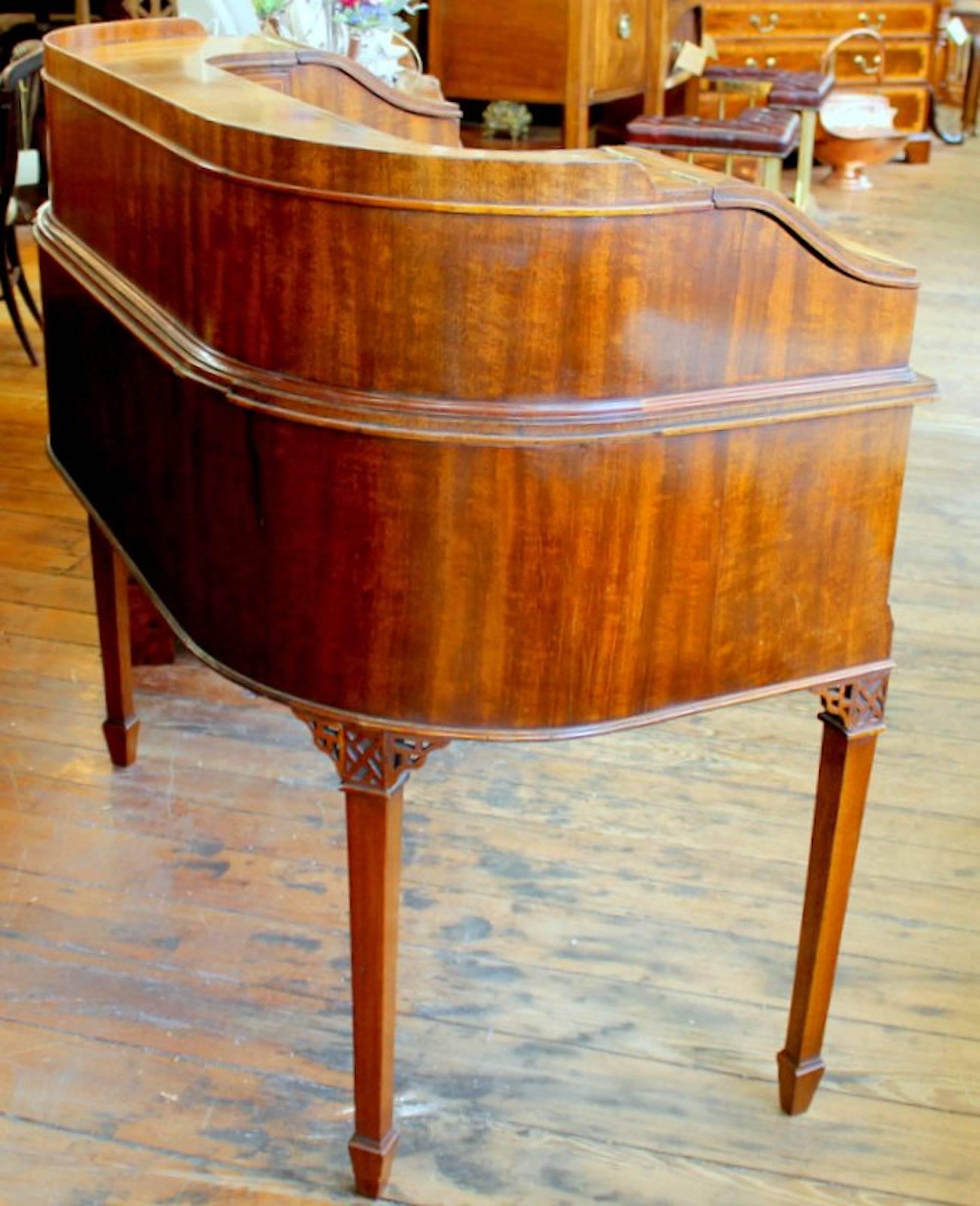 Rare Old English Inlaid Crotch Mahogany 