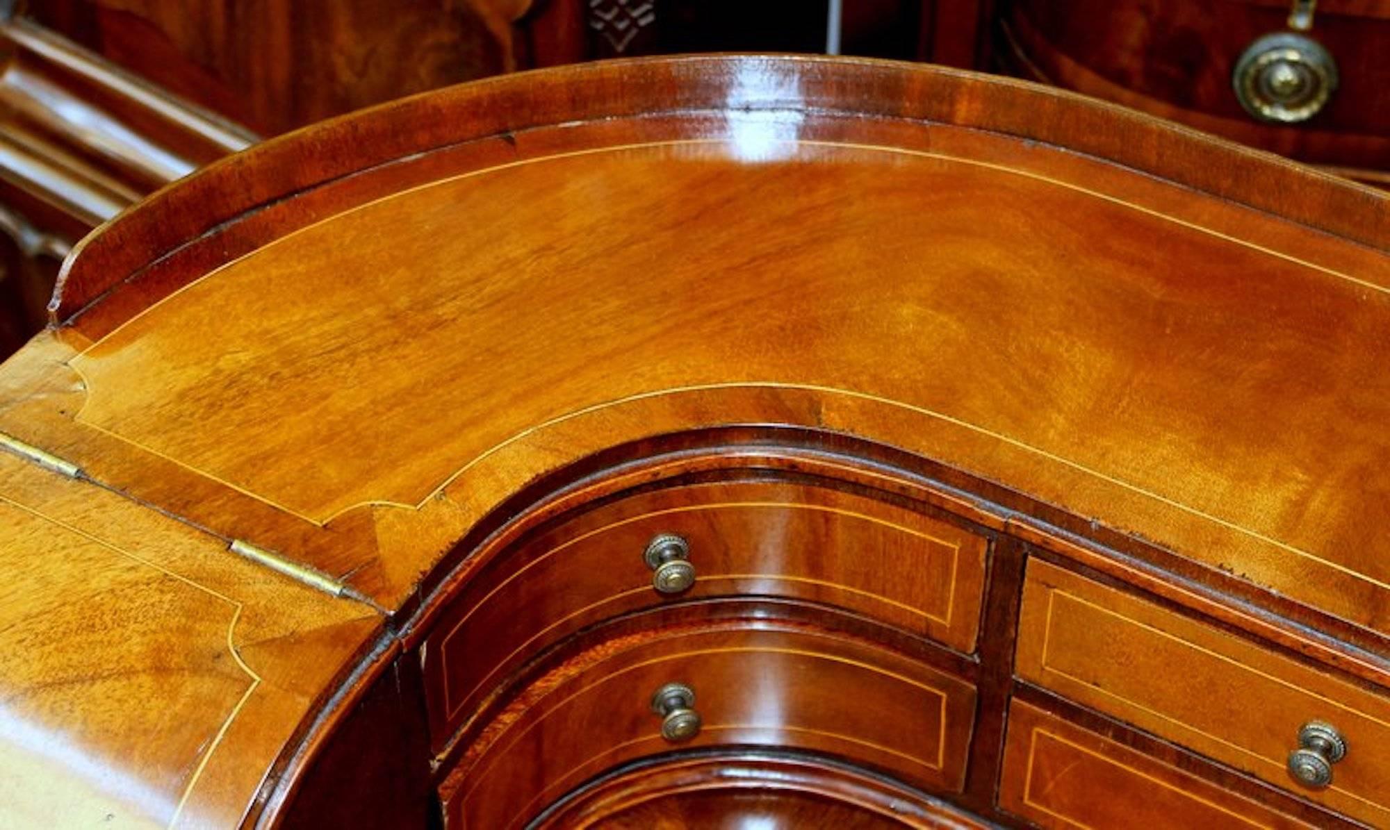 19th Century Rare Old English Inlaid Crotch Mahogany 