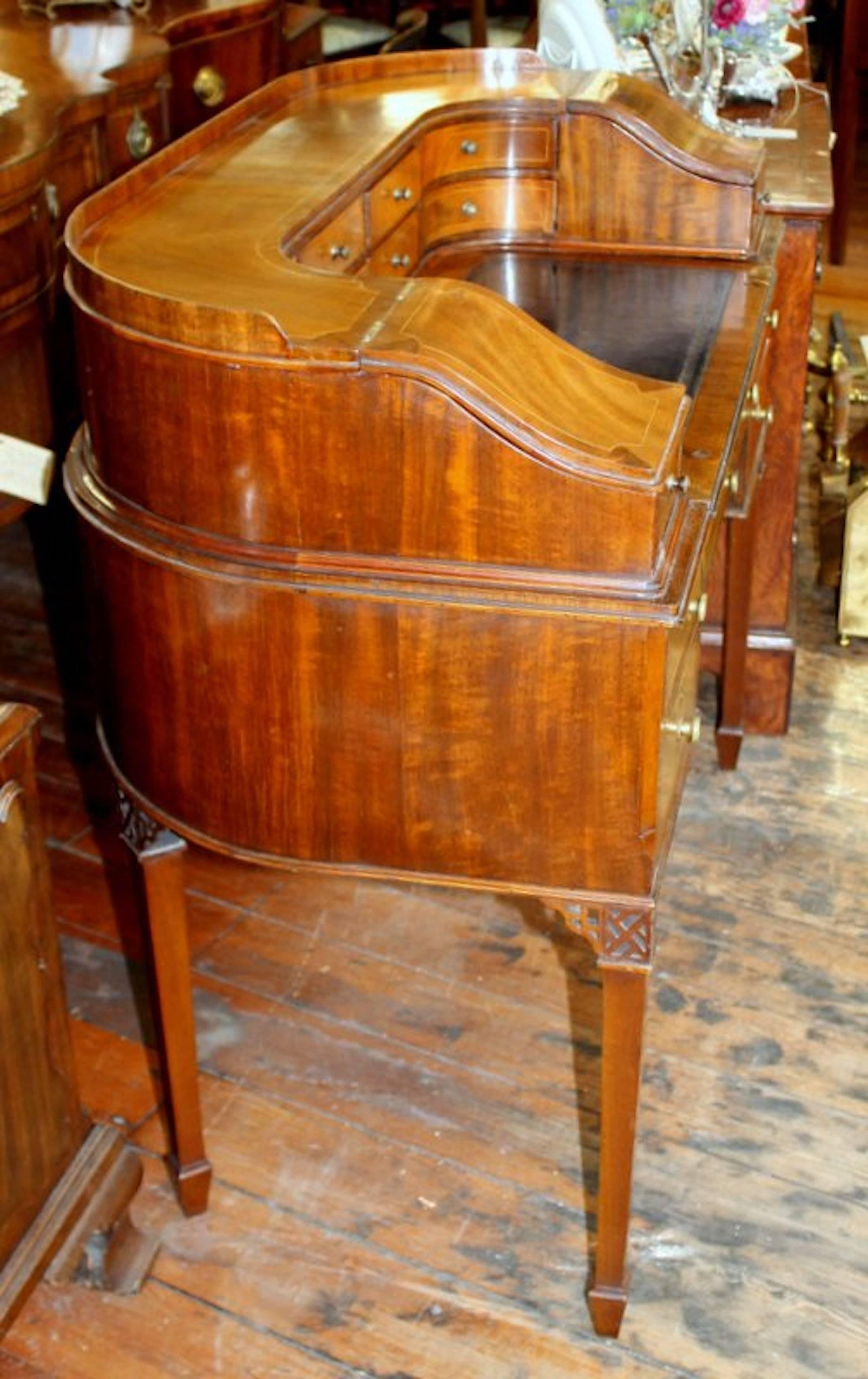 Rare Old English Inlaid Crotch Mahogany 