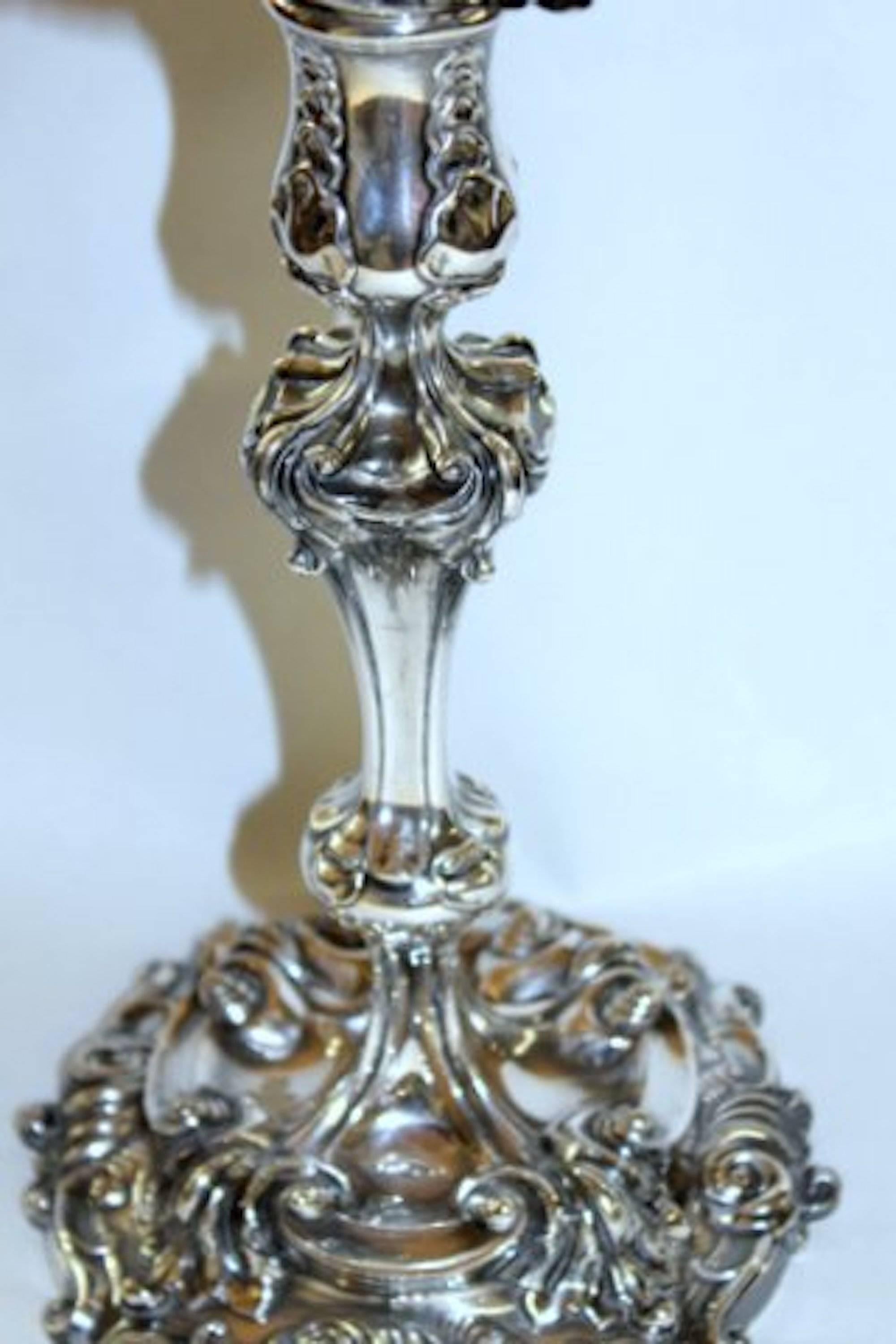 19th Century Set of Four Superb Antique Tiffany & Co. Silver Plate Rococo Style Candlesticks