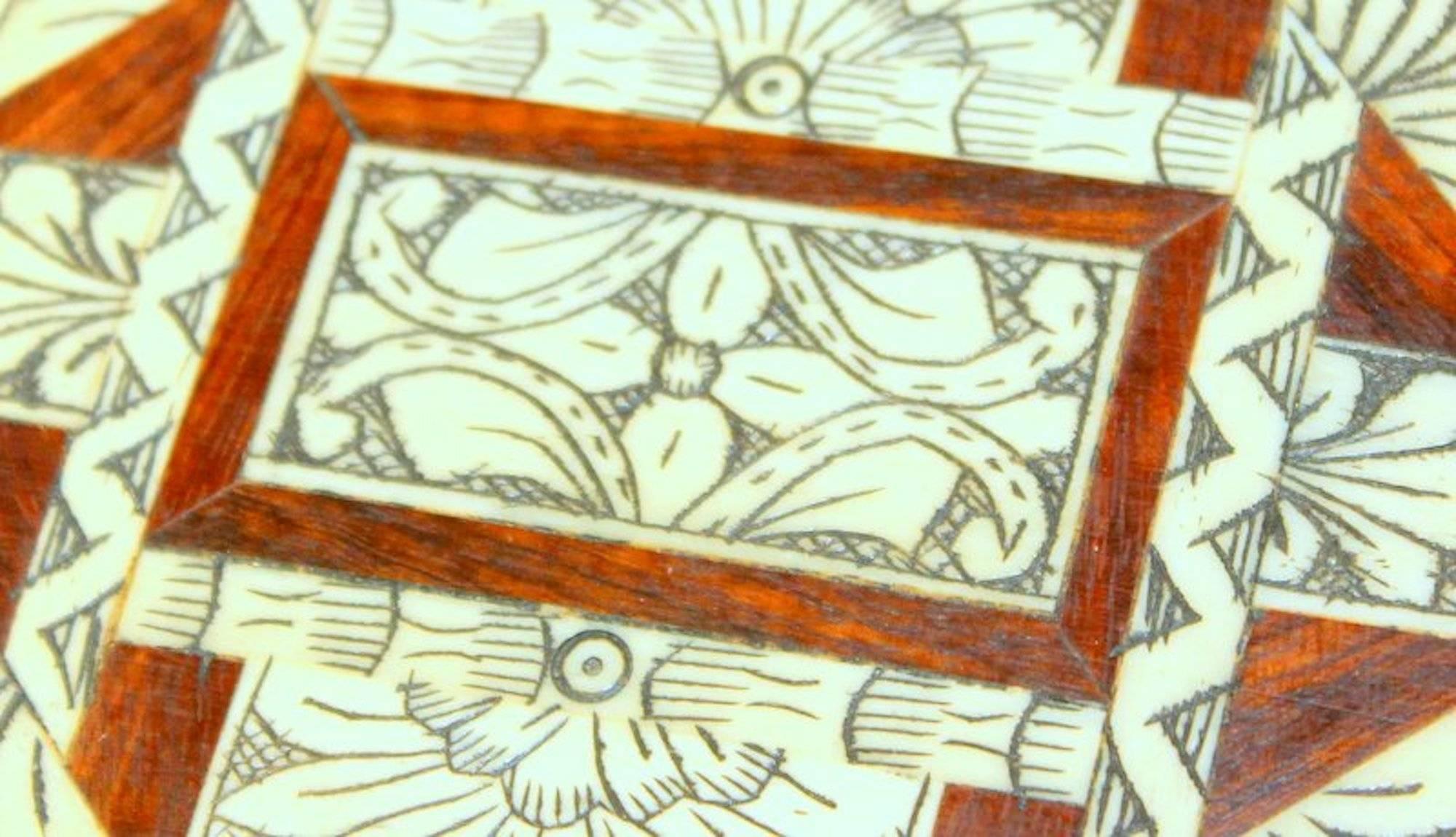 Old Anglo-Indian Carved Bone, Rosewood and Mahogany Hinged Box 2