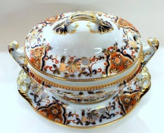 Antique English Davenport Ironstone Imari Large Soup Tureen and Stand