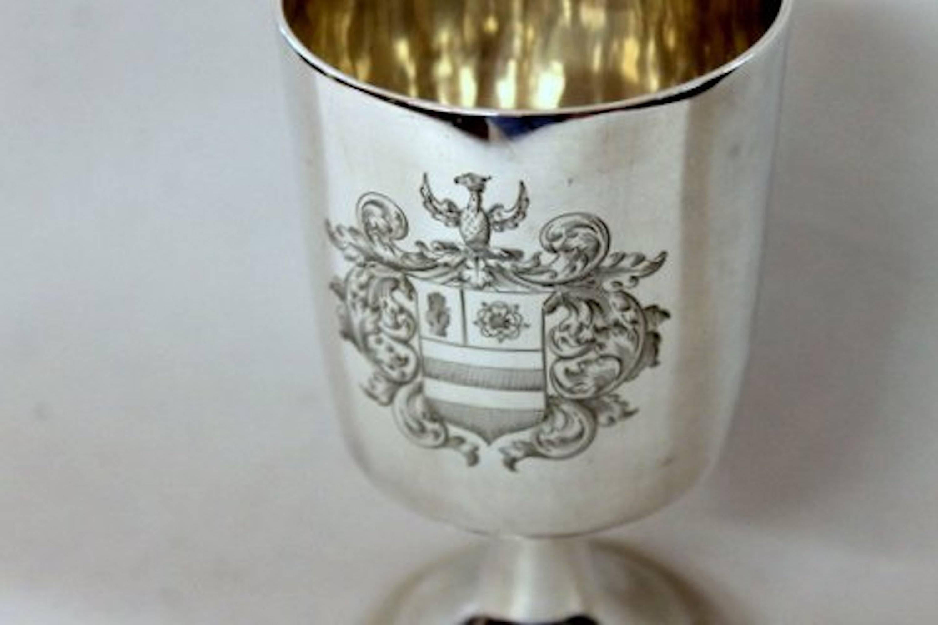 Antique English George III Heavy Sterling Armorial Goblet, T. Robins, London In Excellent Condition In Charleston, SC