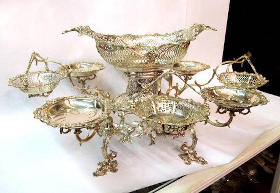 Hand-Crafted George III English Sterling Silver Baskets Epergne, Thomas Powell, 1763-1764