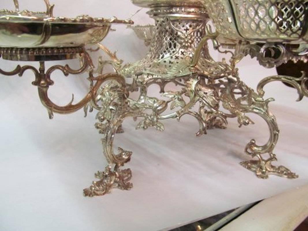 Rococo George III English Sterling Silver Baskets Epergne, Thomas Powell, 1763-1764