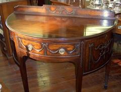 19th Century English Carved Mahogany "Adam" Style Demilune Sideboard