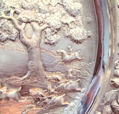 Huge Antique English Geo. IV Cast Sterling Sideboard Dish or Charger, Hunt Scene