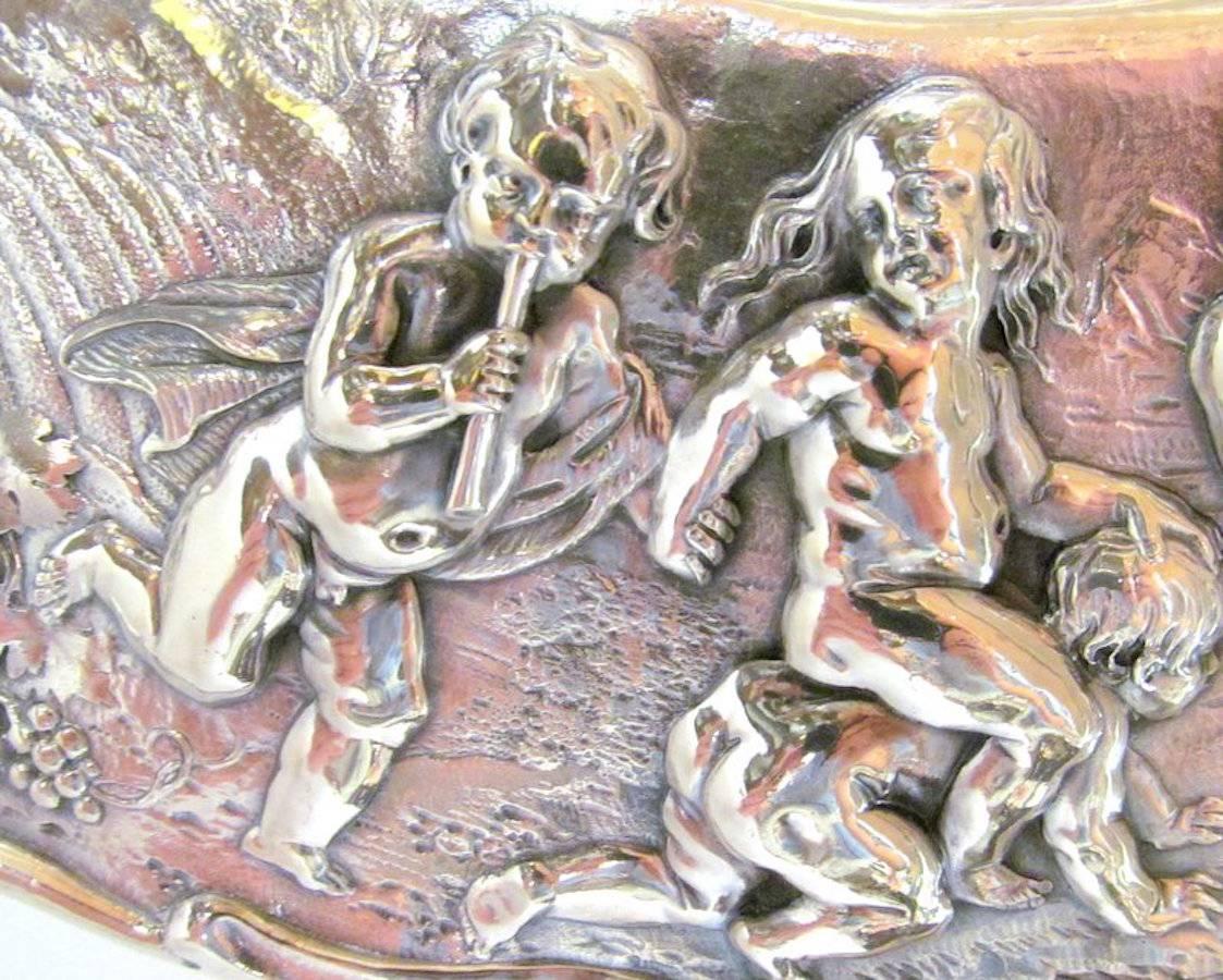 George IV Geo IV Large Heavy Cast Sterling Sideboard Dish or Charger, Allegorical Border