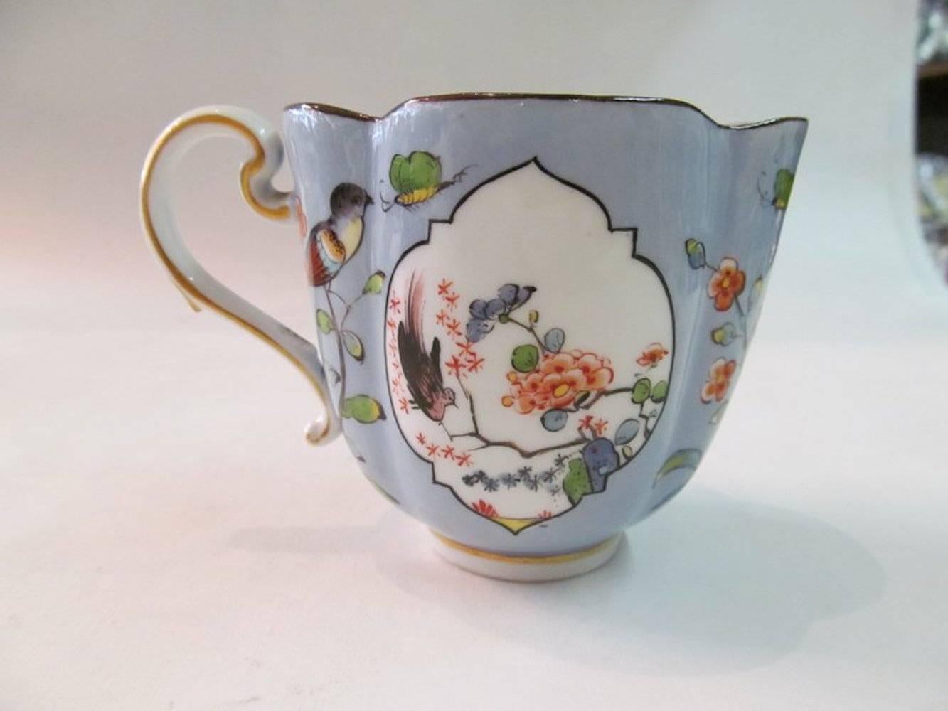 Chinese Export Antique 18th Century Meissen Hand-Painted Porcelain Kaikemon Cup & Saucer