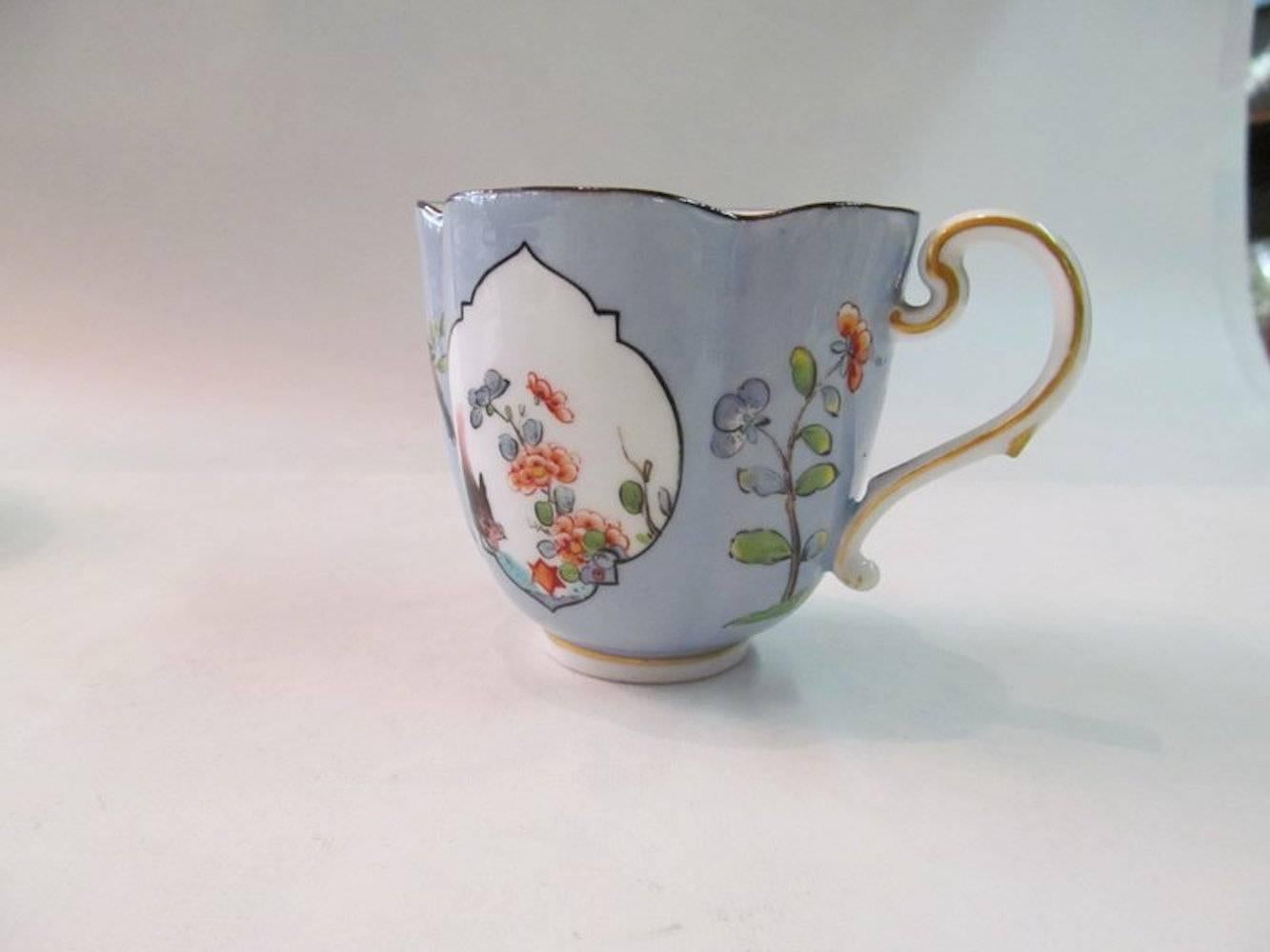 German Antique 18th Century Meissen Hand-Painted Porcelain Kaikemon Cup & Saucer
