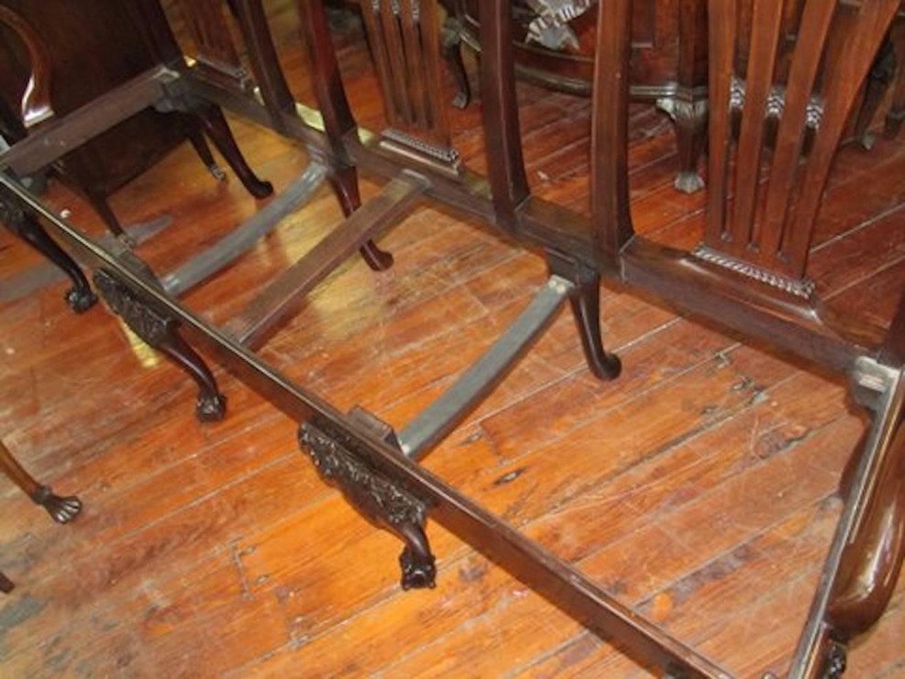 Antique Irish Chippendale George II Style Mahogany Triple Chairback Settee 4