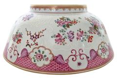 Chinese Export Armorial Style Porcelain Punch Bowl by Samson, Late 19th Century