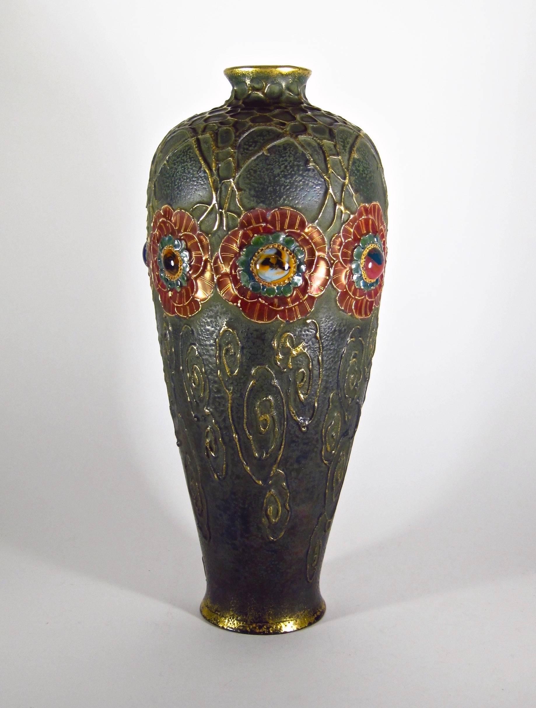 Art Nouveau Amphora Gres Bijou Dornenkrone Vase by Riessner, Stellmacher & Kessel, 1904-05