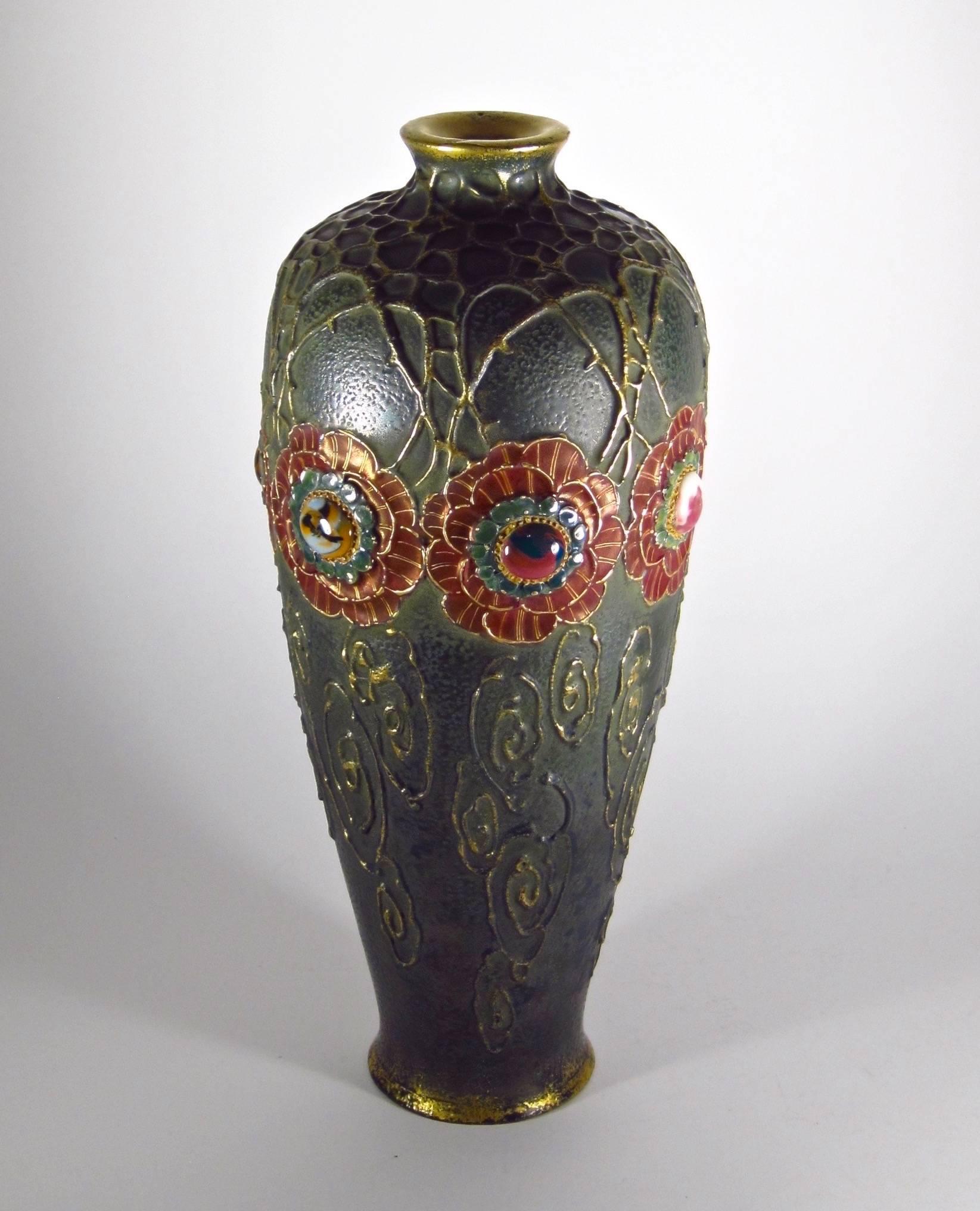 Glazed Amphora Gres Bijou Dornenkrone Vase by Riessner, Stellmacher & Kessel, 1904-05