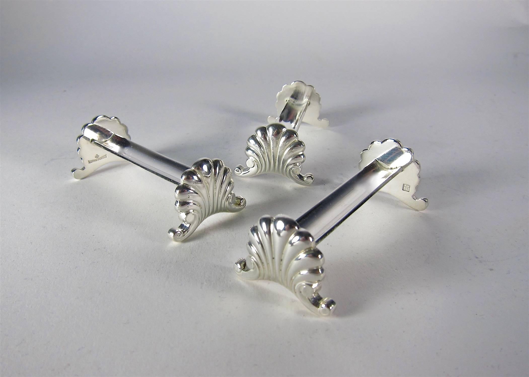 Silvered French Ravinet d'Enfert Knife Rests, Boxed Set of 12