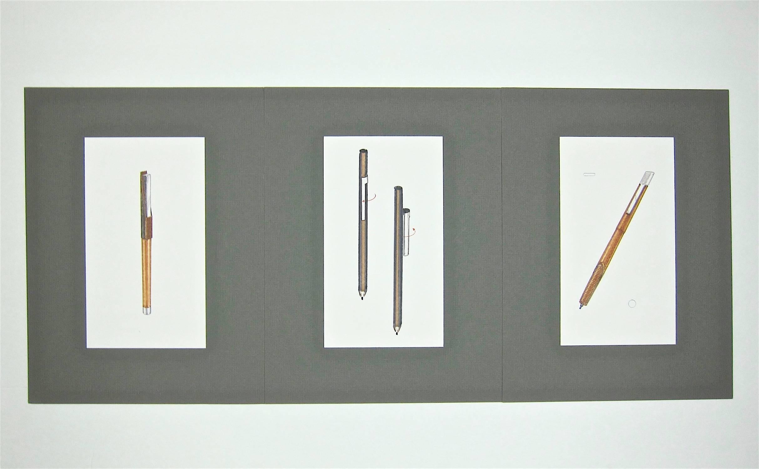 20th Century Three Original Jerome Gould Design Drawings for Writing Instruments