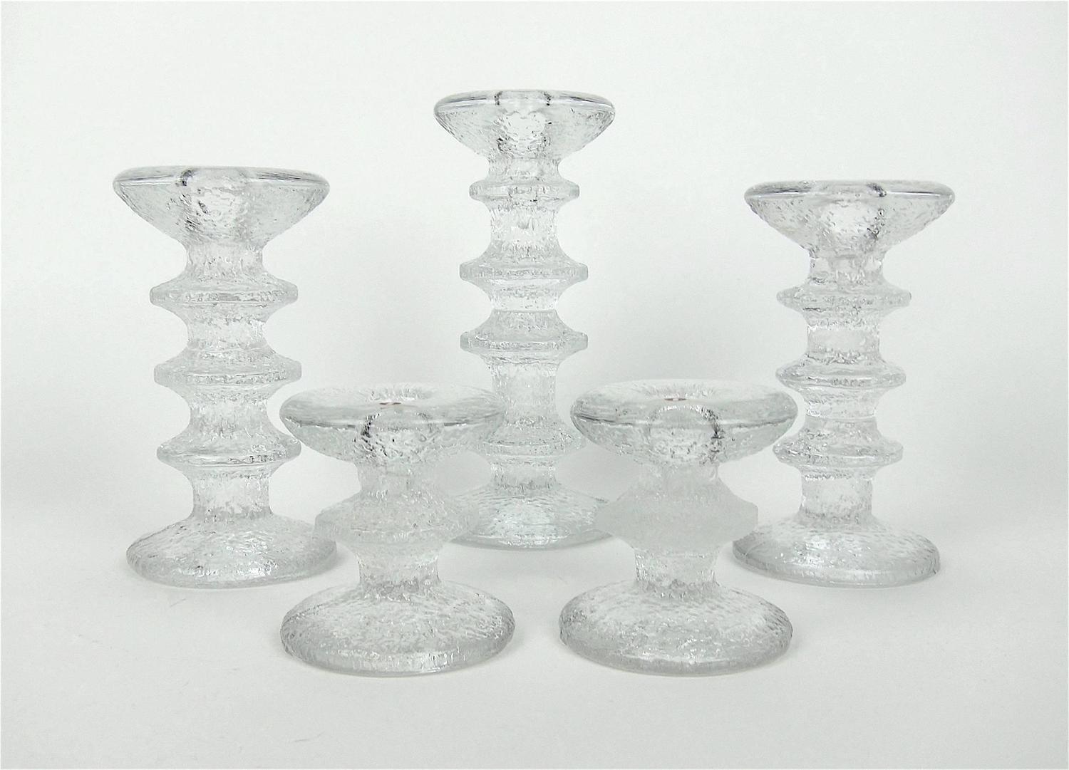 Iittala Festivo Glass Candle Holders Designed by Timo Sarpaneva of