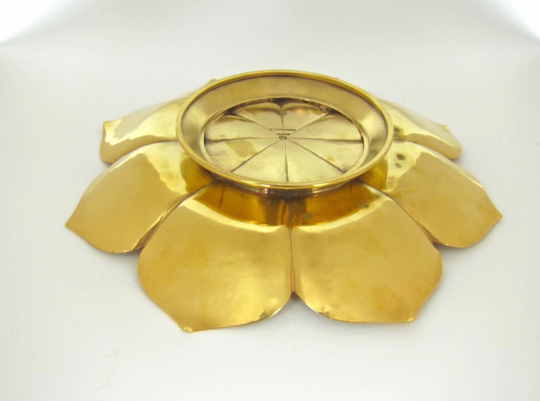 20th Century Gilt Art Deco Lotus Tazza by Marie Zimmermann 