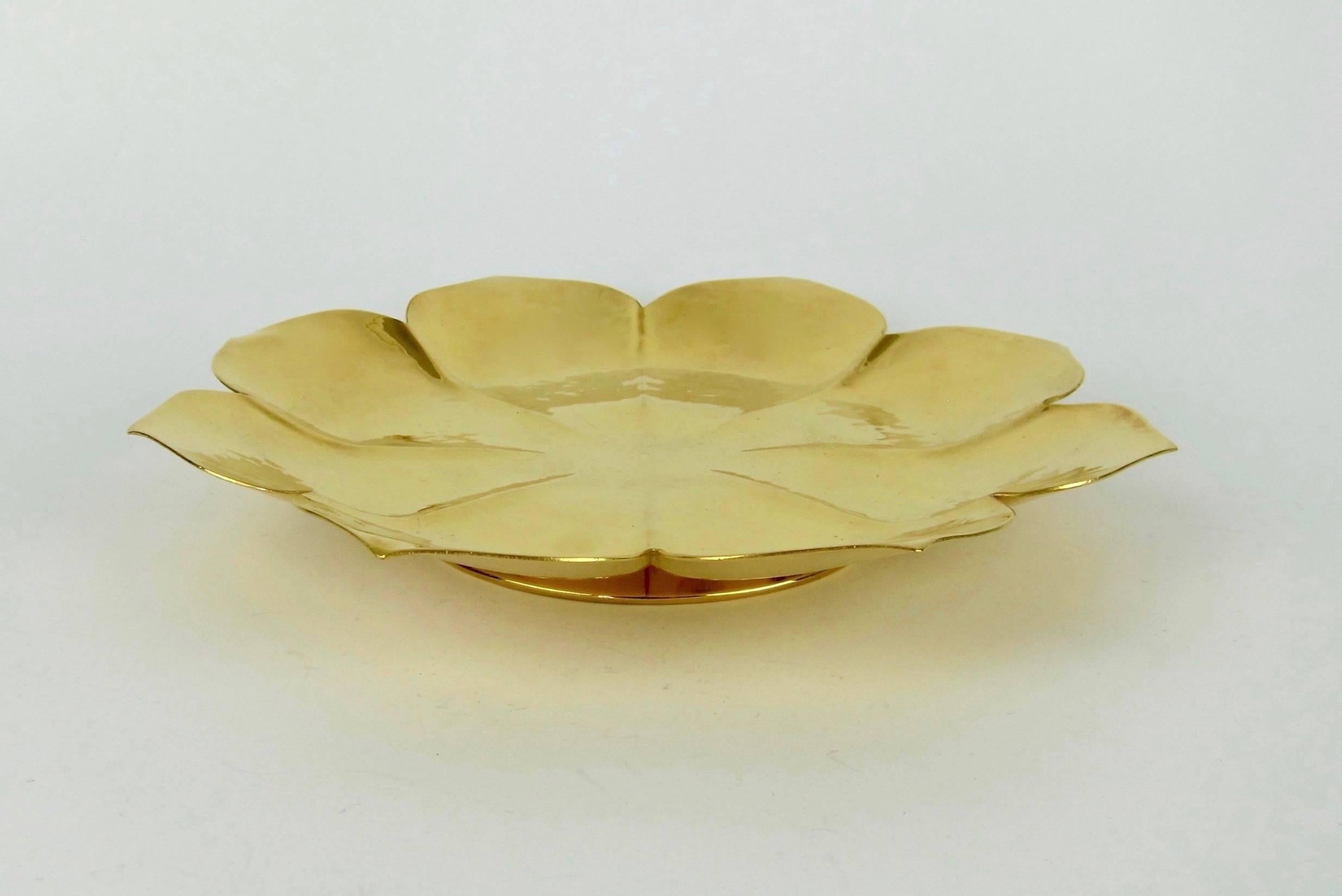 Gilt Art Deco Lotus Tazza by Marie Zimmermann  In Good Condition In Los Angeles, CA