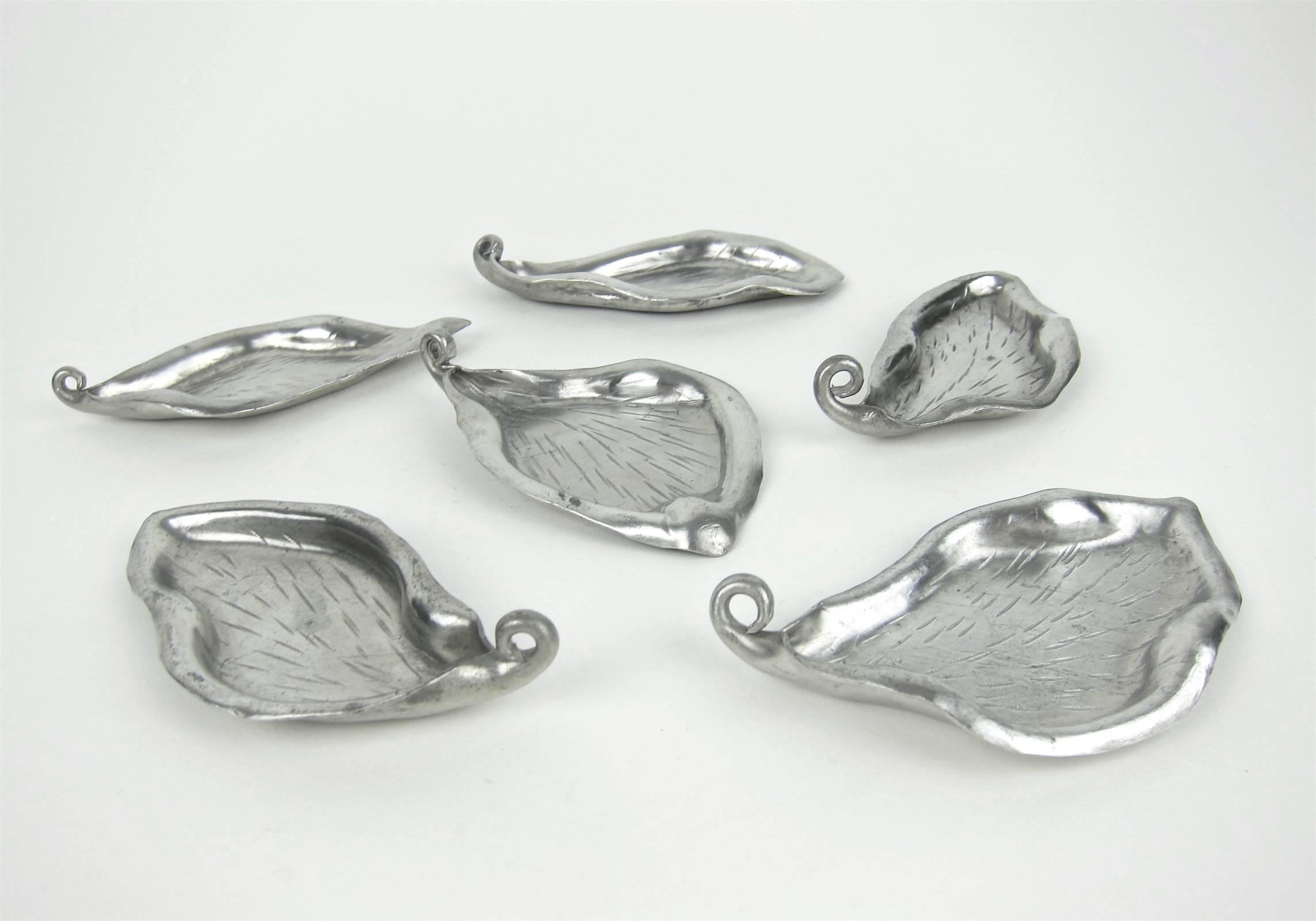 Alice and Eugene Chanal French Art Nouveau Leaf Dish Set In Good Condition In Los Angeles, CA