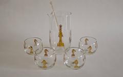 Mid-Century Hickok Checkmate Glass Martini Cocktail Set