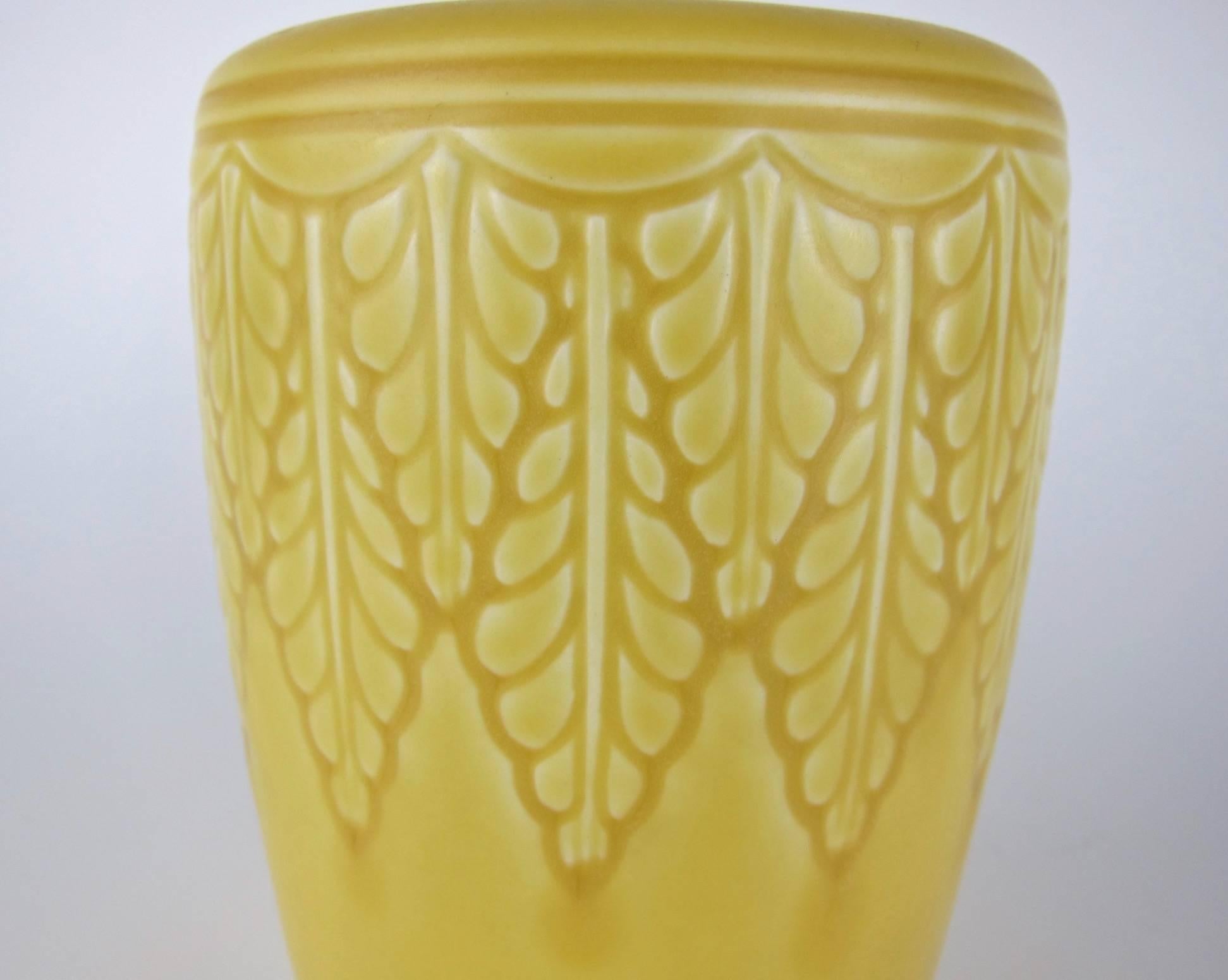 Arts and Crafts Vintage Rookwood Pottery Vase with Matte Yellow Glaze