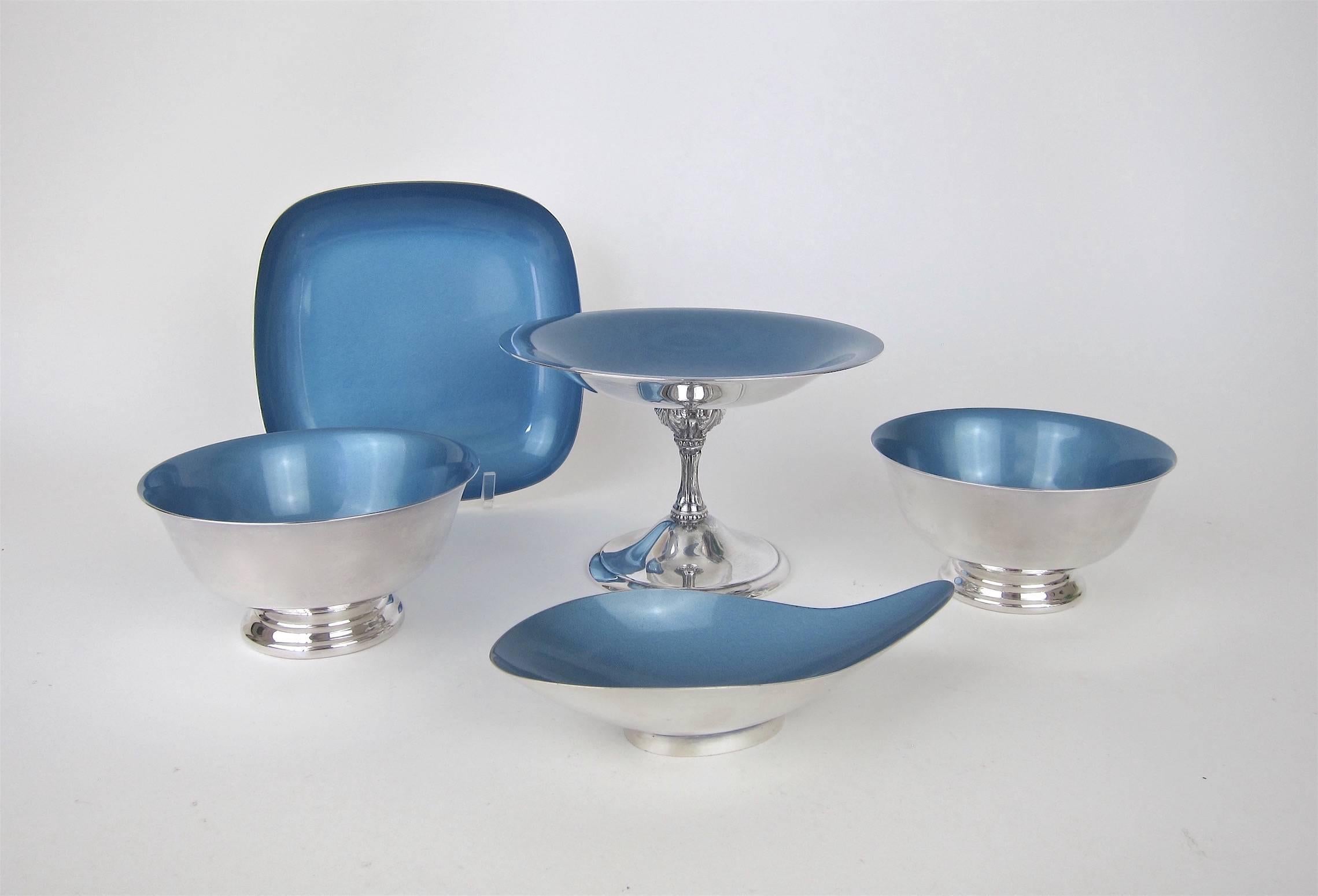 American John Prip for Reed & Barton Mid-Century Silver Plate Collection in Blue