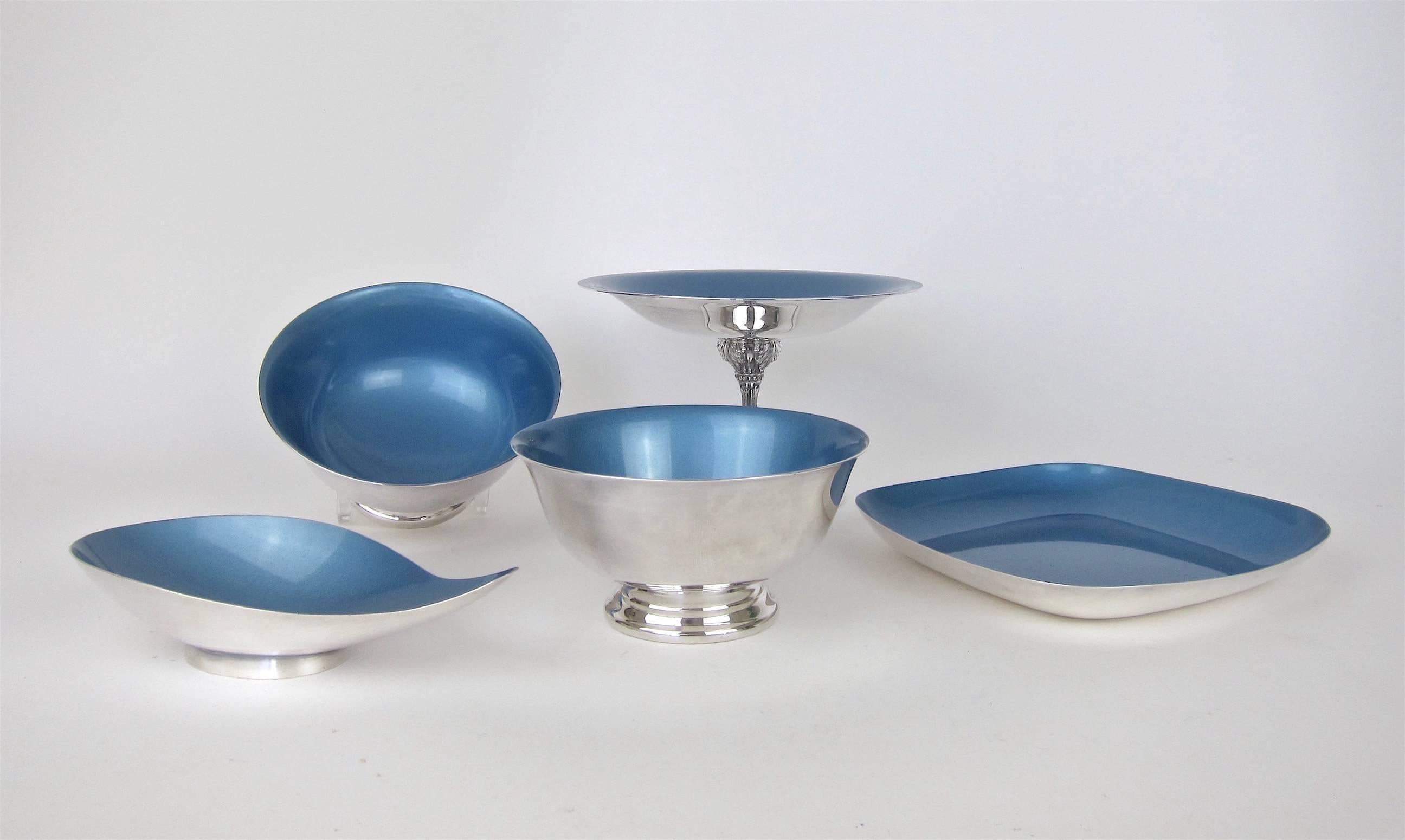 Mid-Century Modern John Prip for Reed & Barton Mid-Century Silver Plate Collection in Blue