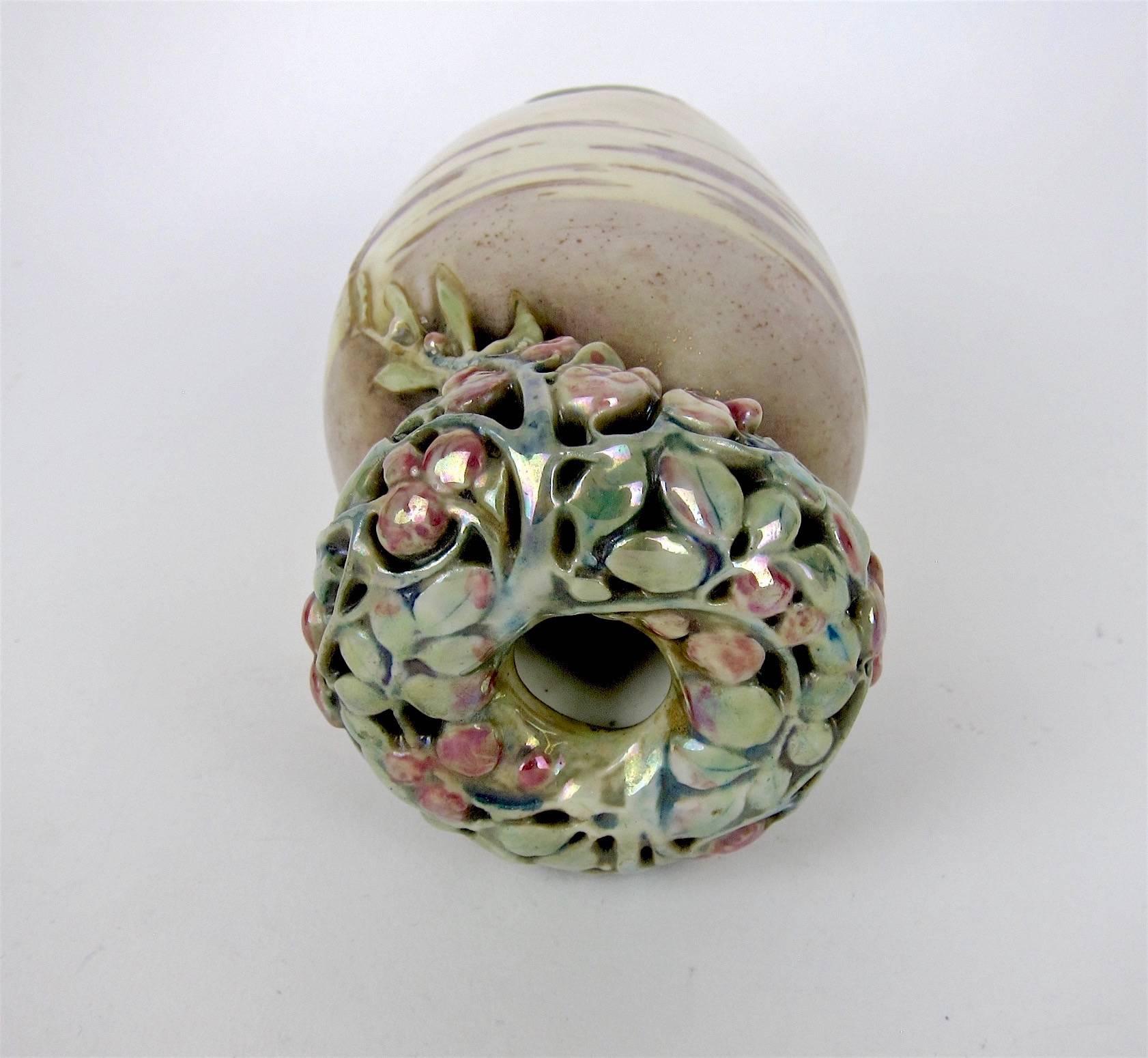 Antique Riessner, Stellmacher & Kessel Amphora Openwork Porcelain Vase In Good Condition In Los Angeles, CA