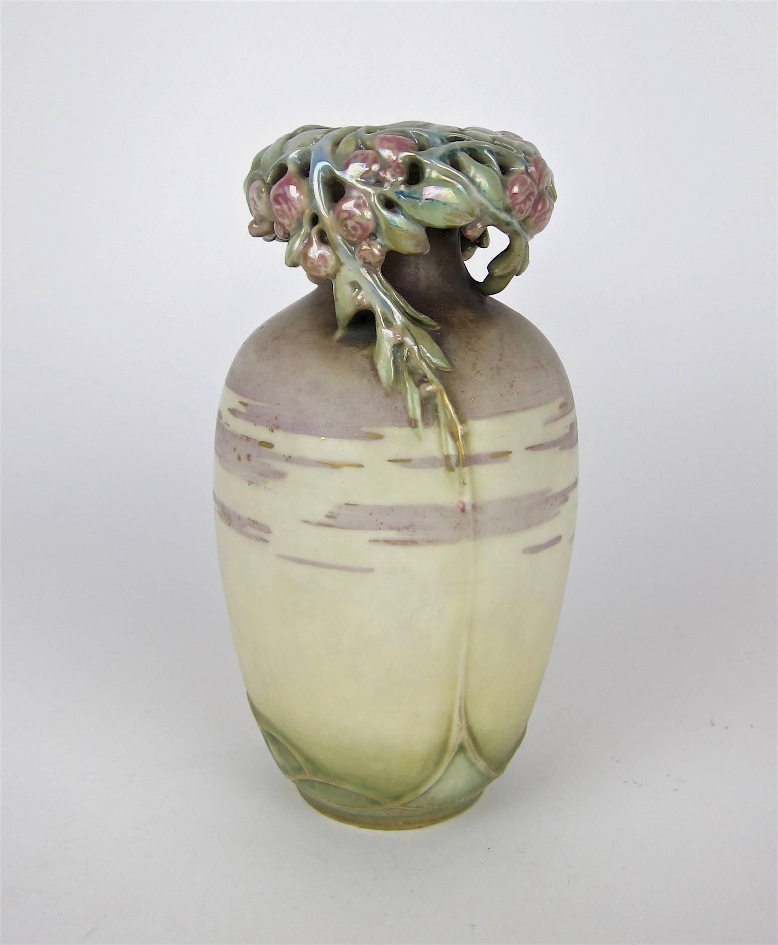 Austrian Antique Riessner, Stellmacher & Kessel Amphora Openwork Porcelain Vase